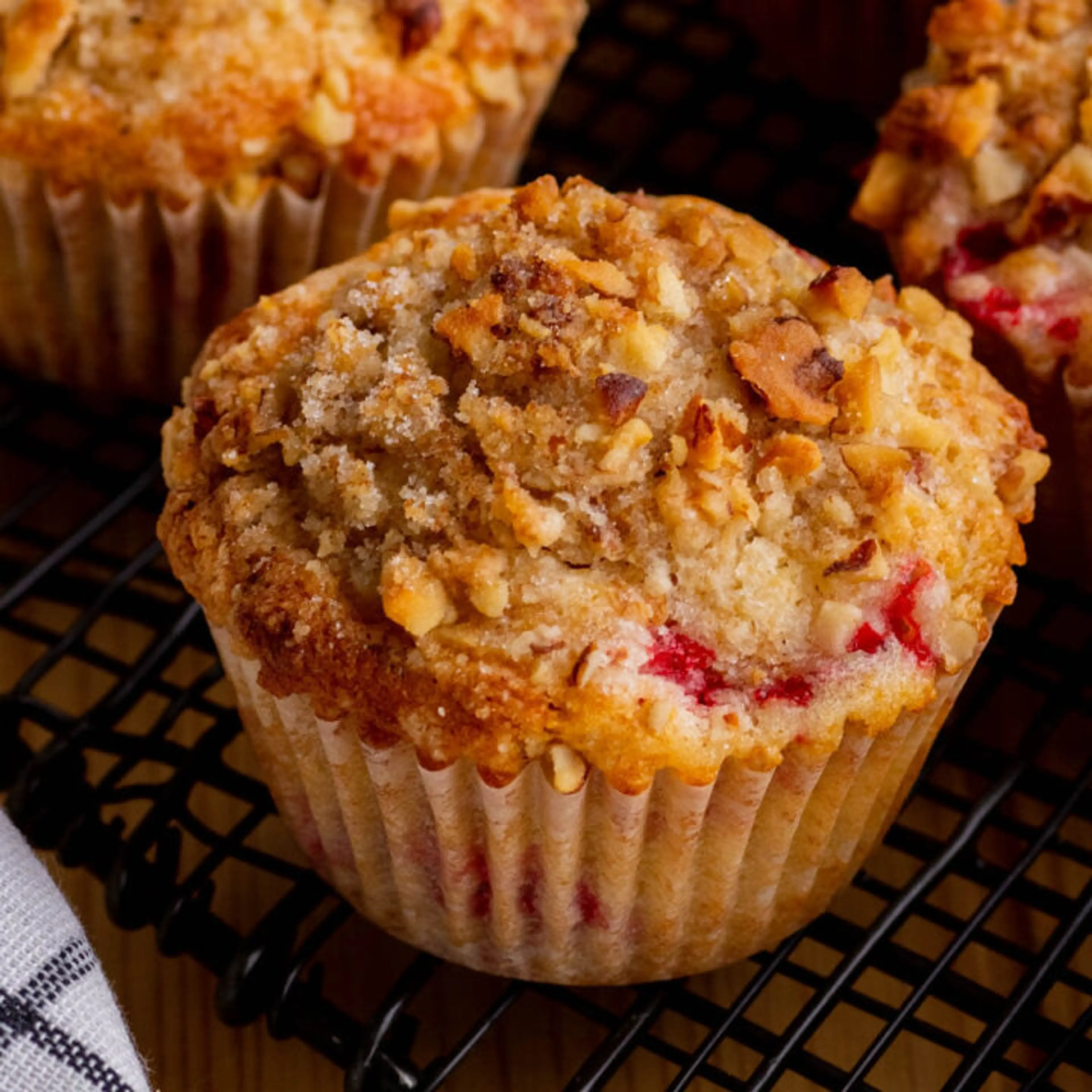 Strawberry Rhubarb Muffins with Streusel