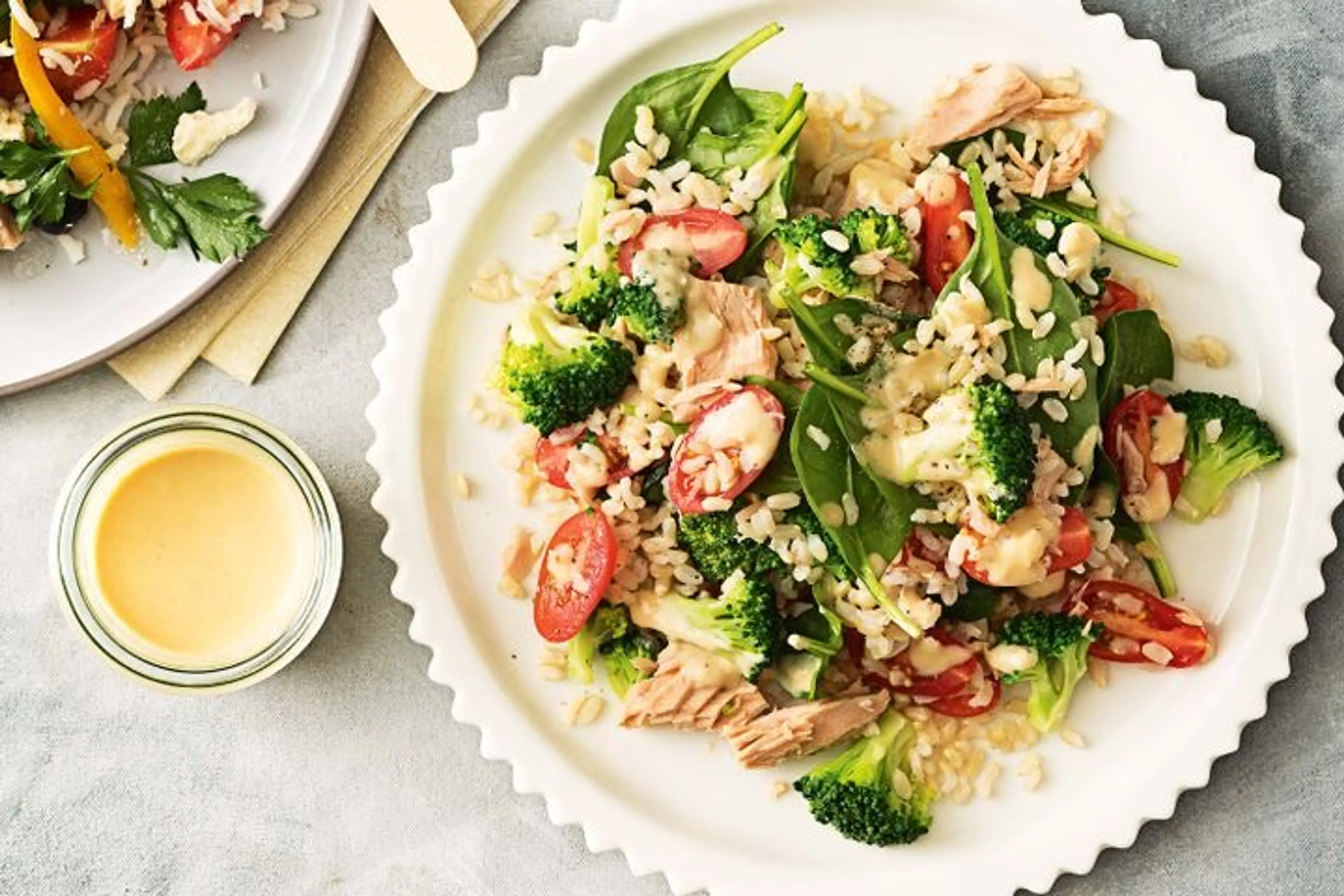 Tuna And Broccoli Salad With Hummus Dressing