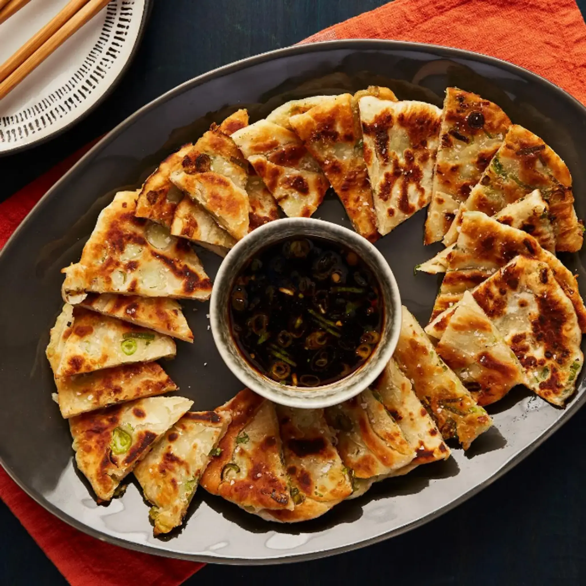 Scallion Pancakes with Dim Sum Dipper