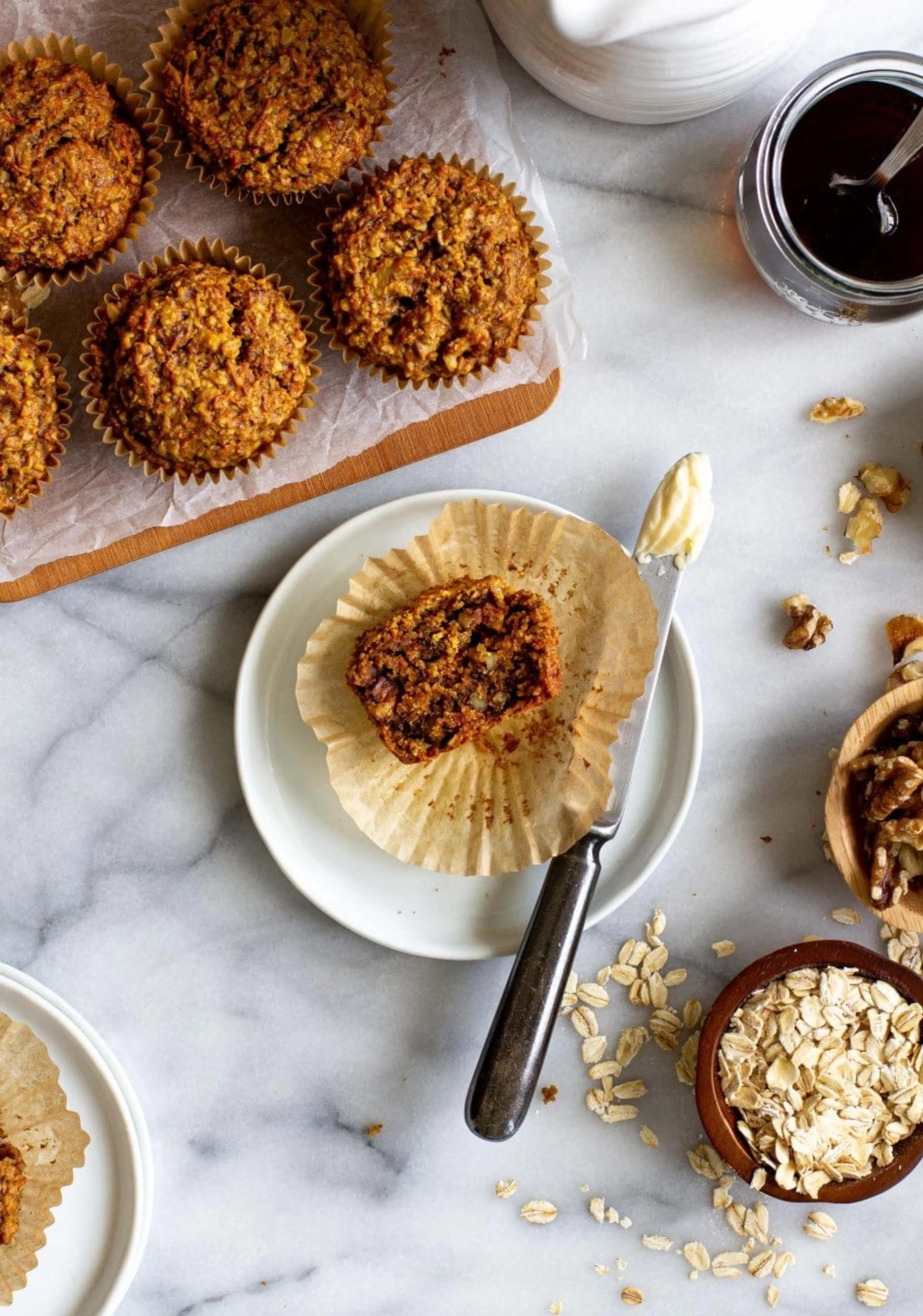 Carrot Oat Walnut Muffins