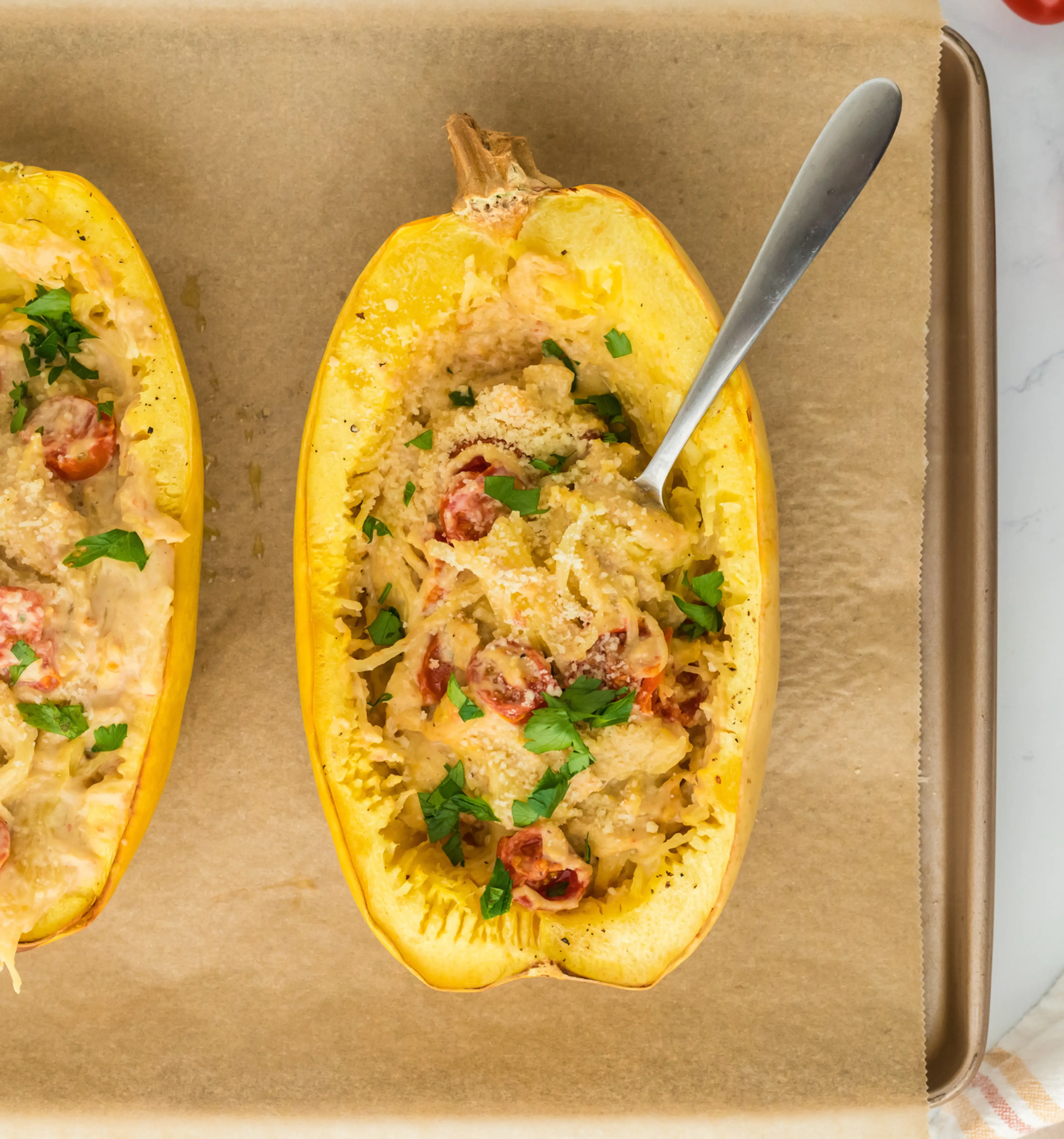 Spaghetti Squash with Creamy Hummus