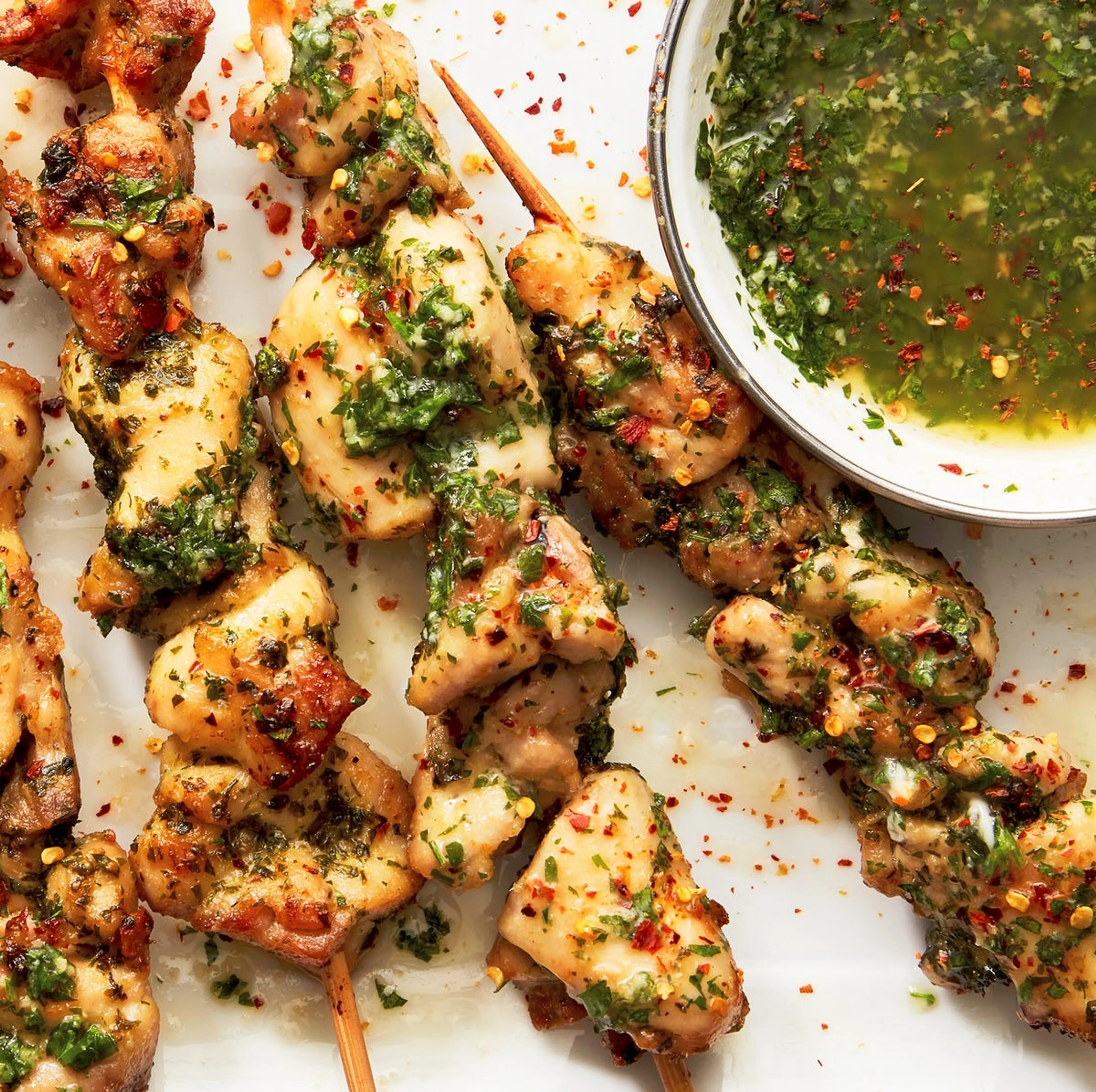Air Fryer Garlic-Parmesan Chicken Skewers
