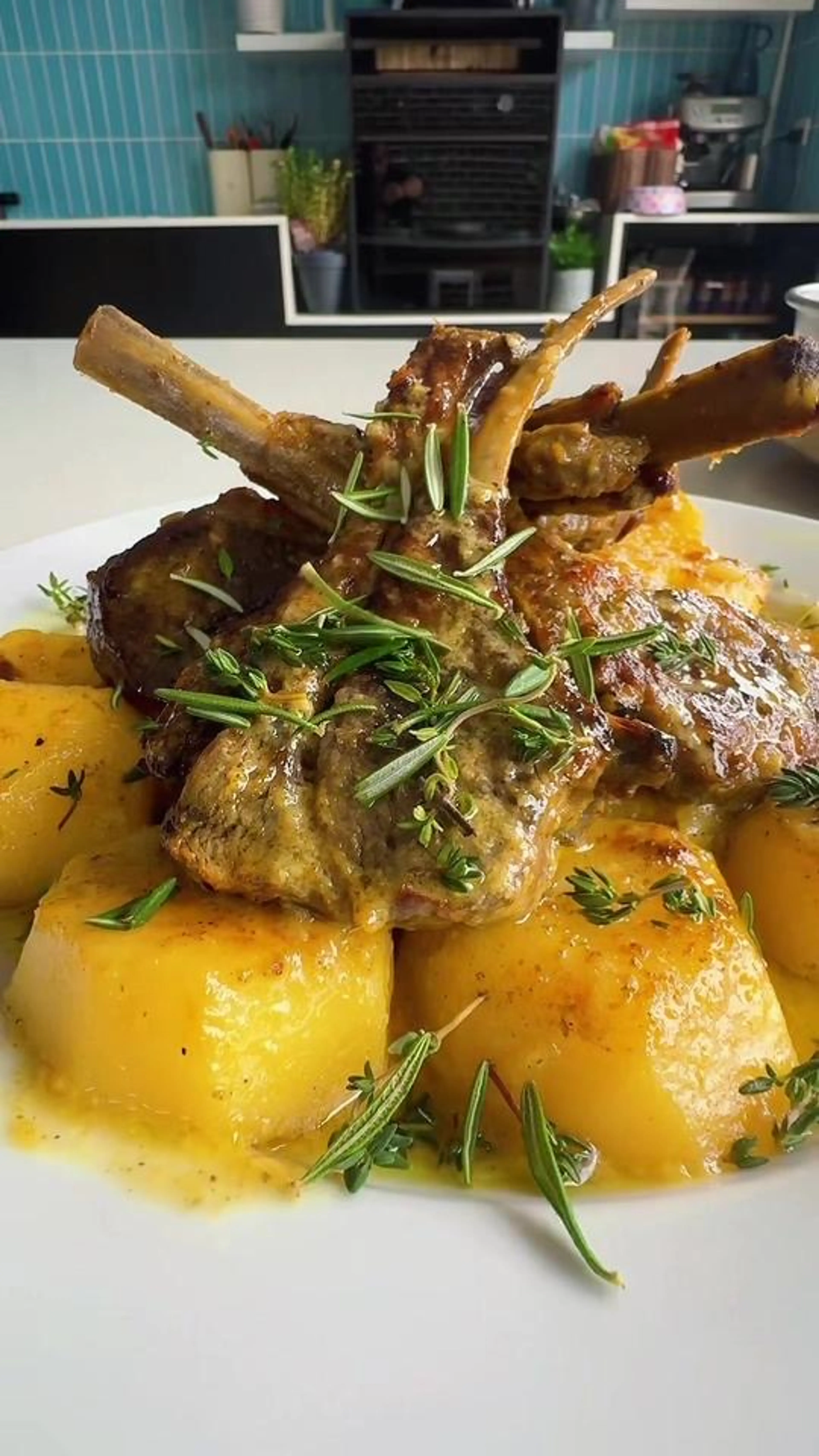 Lamb Chops with Potatoes in Lemon Parchment Wrap
