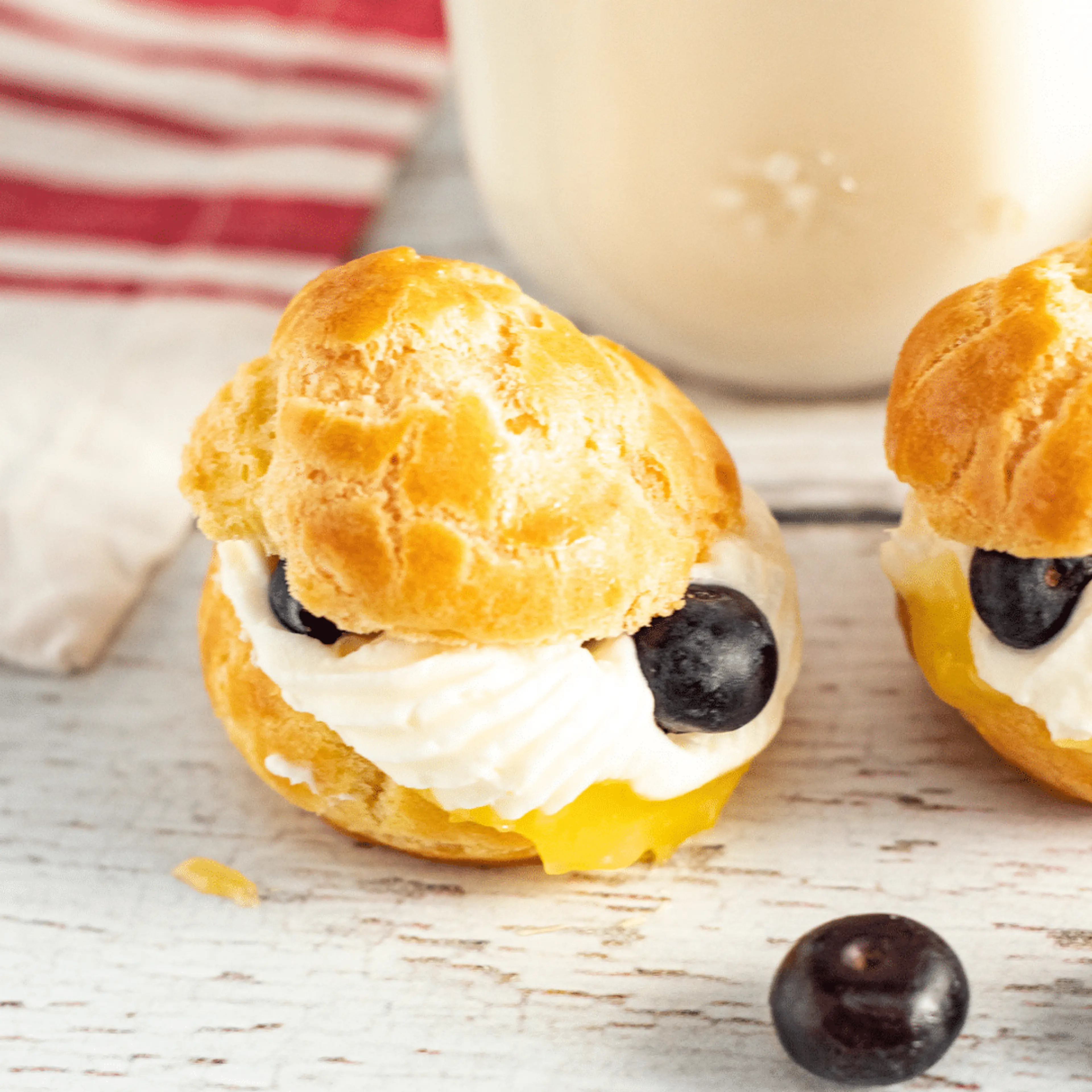 Lemon Cream Puffs with Fresh Blueberries