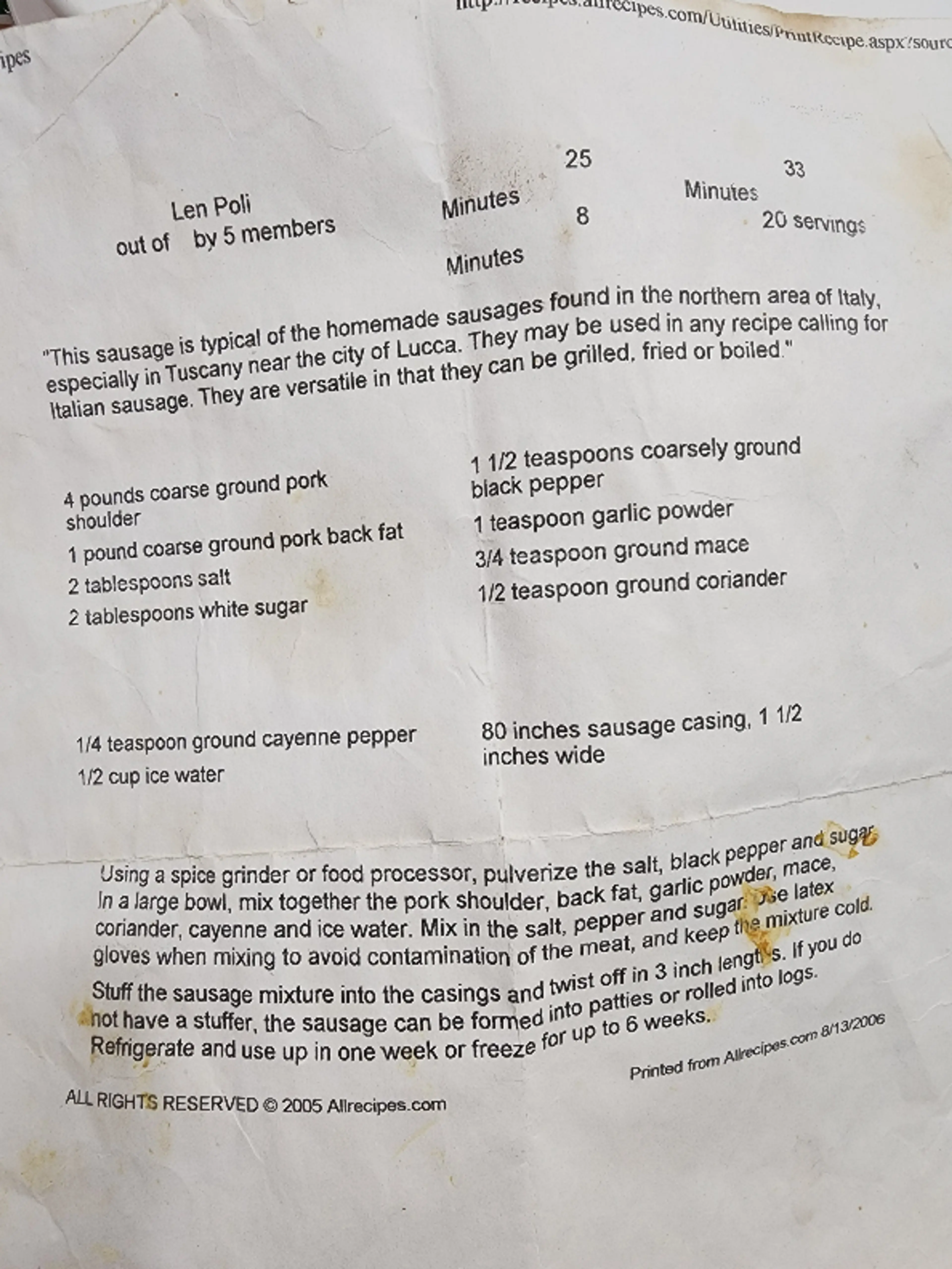 Len Poli (Italian Sausage)