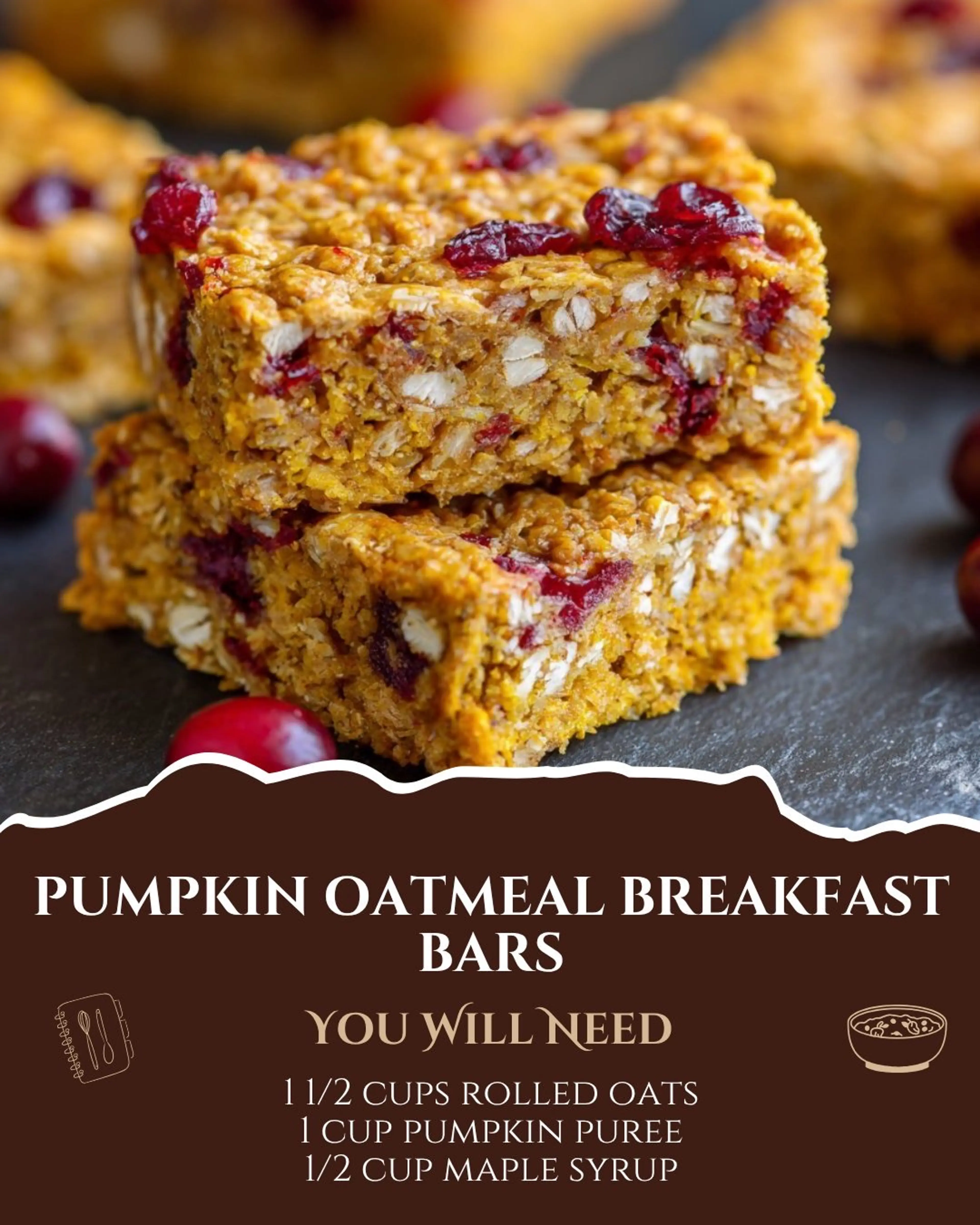 Pumpkin Oatmeal Breakfast Bars