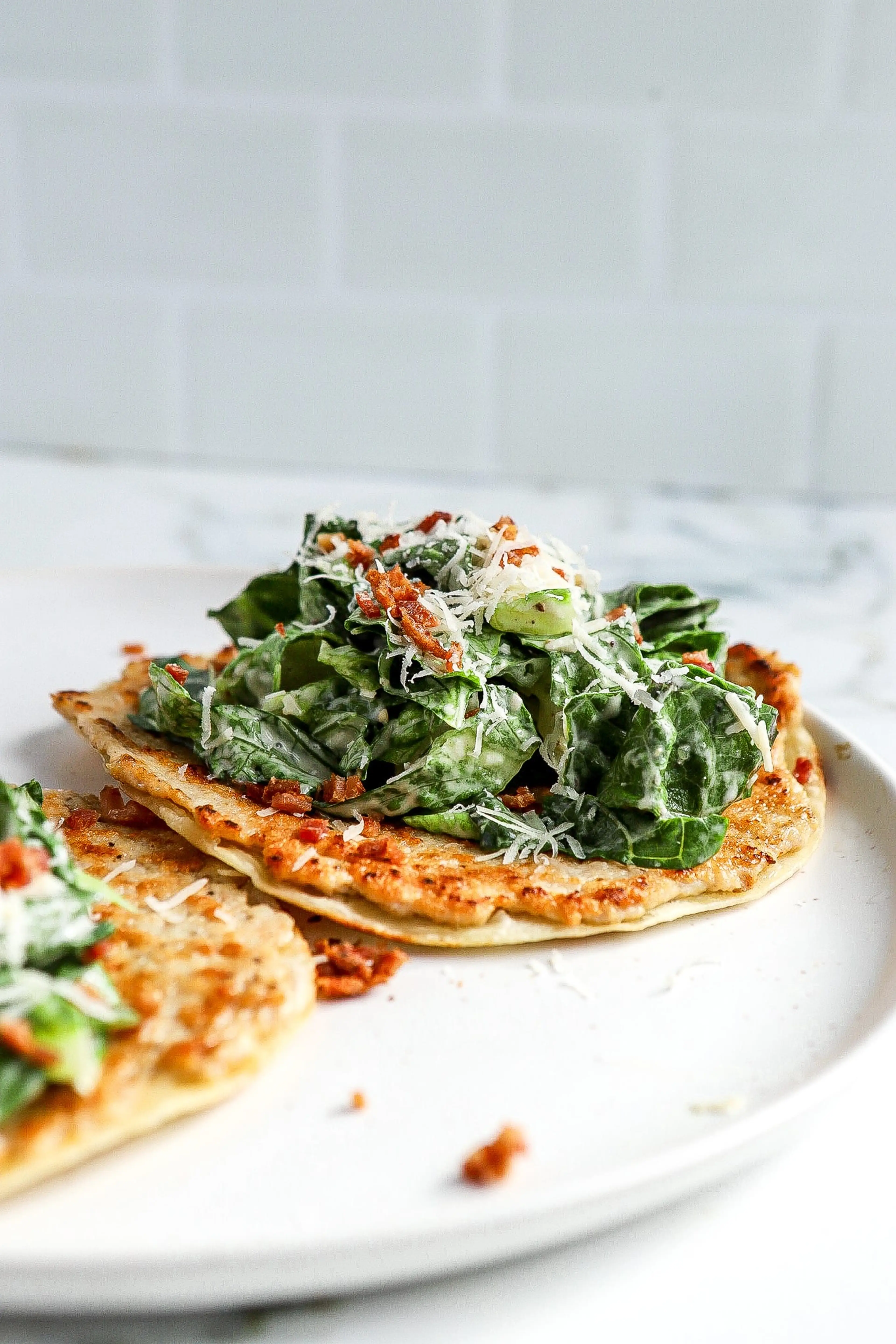 Smash Chicken Caesar Tacos