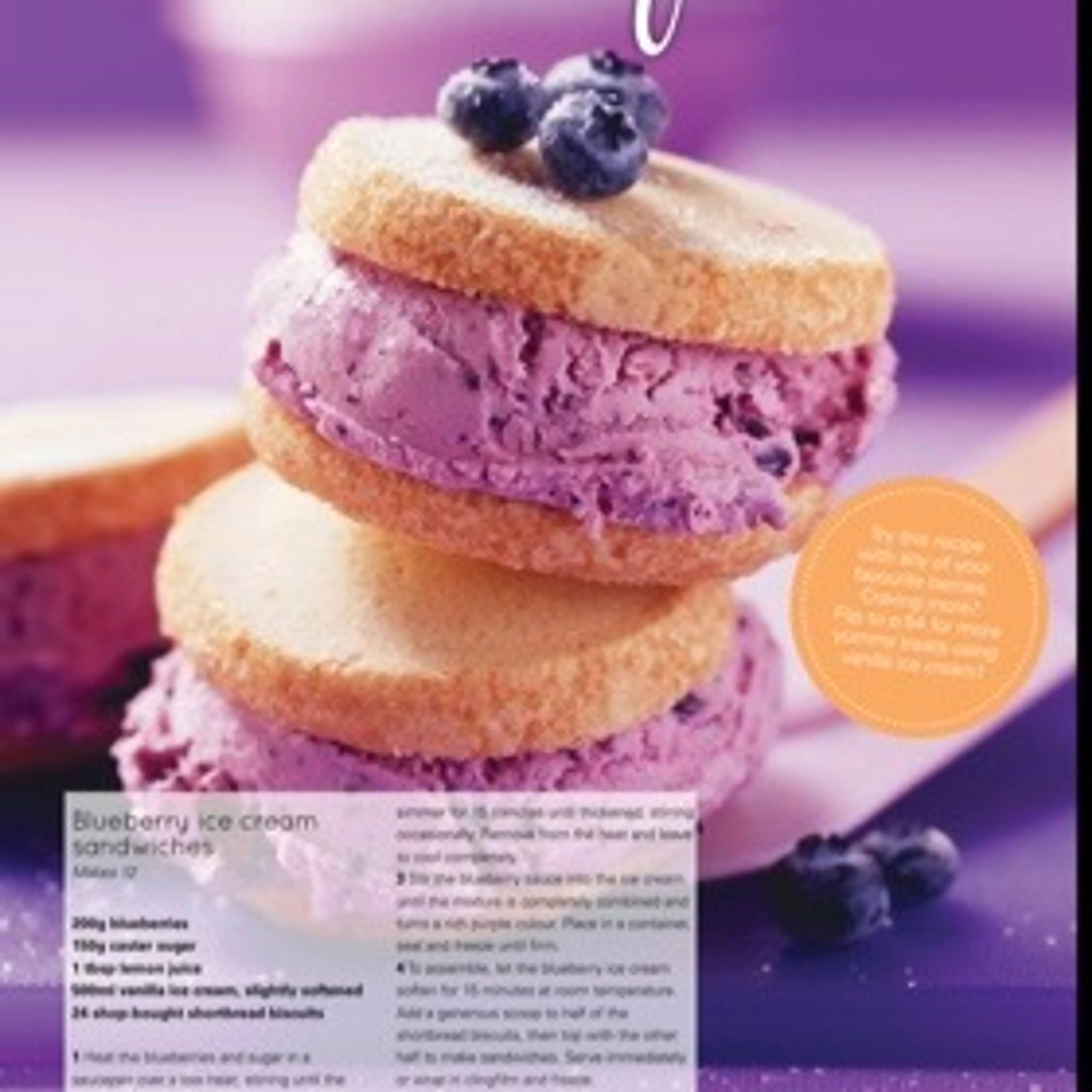 Blueberry ice cream sandwiches