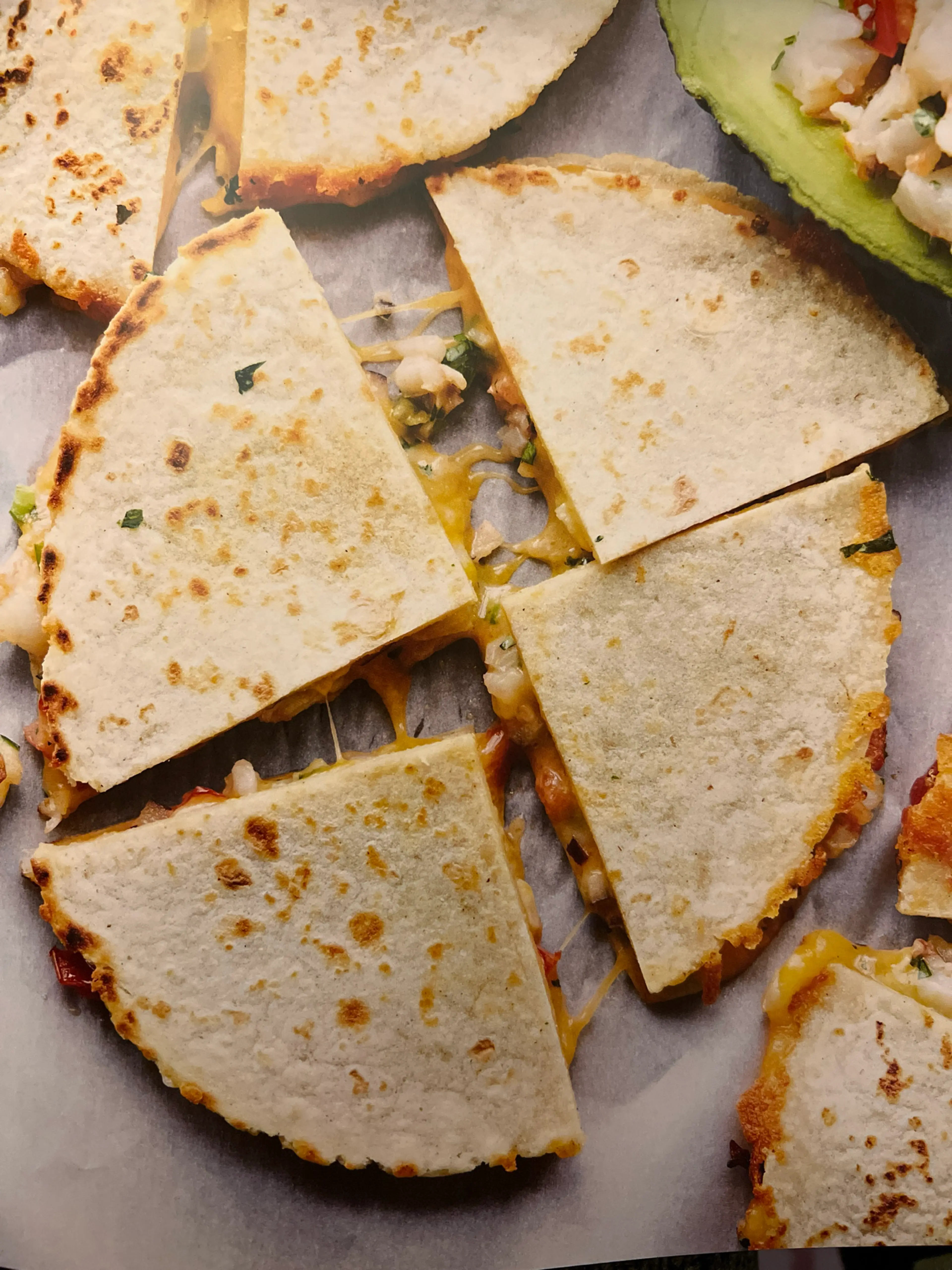 Shrimp Quesadillas with Stuffed Avocados