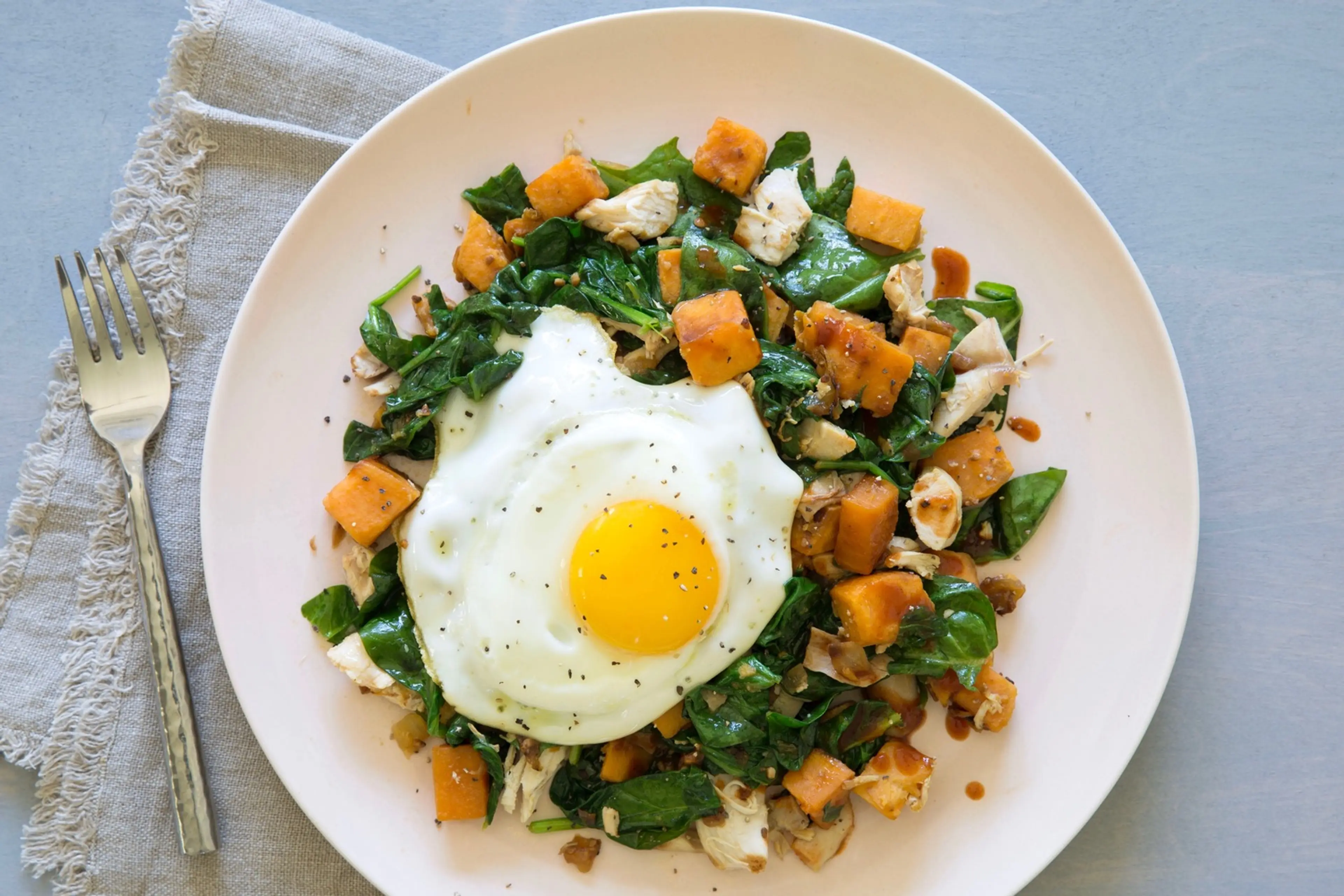 Barbecue Chicken and Sweet Potato Hash