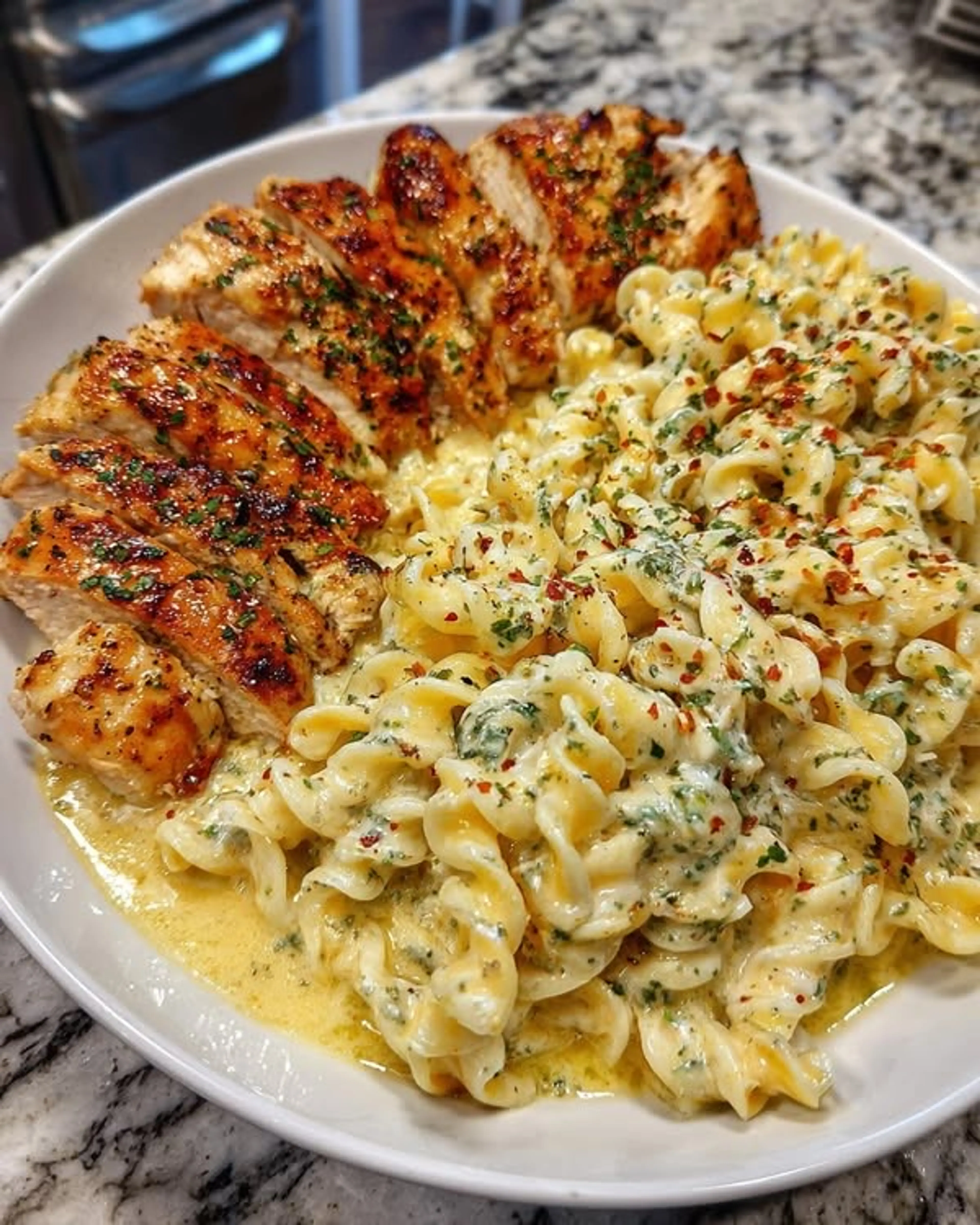 Made This Creamy Garlic Parmesan Chicken with Cheesy Twisted