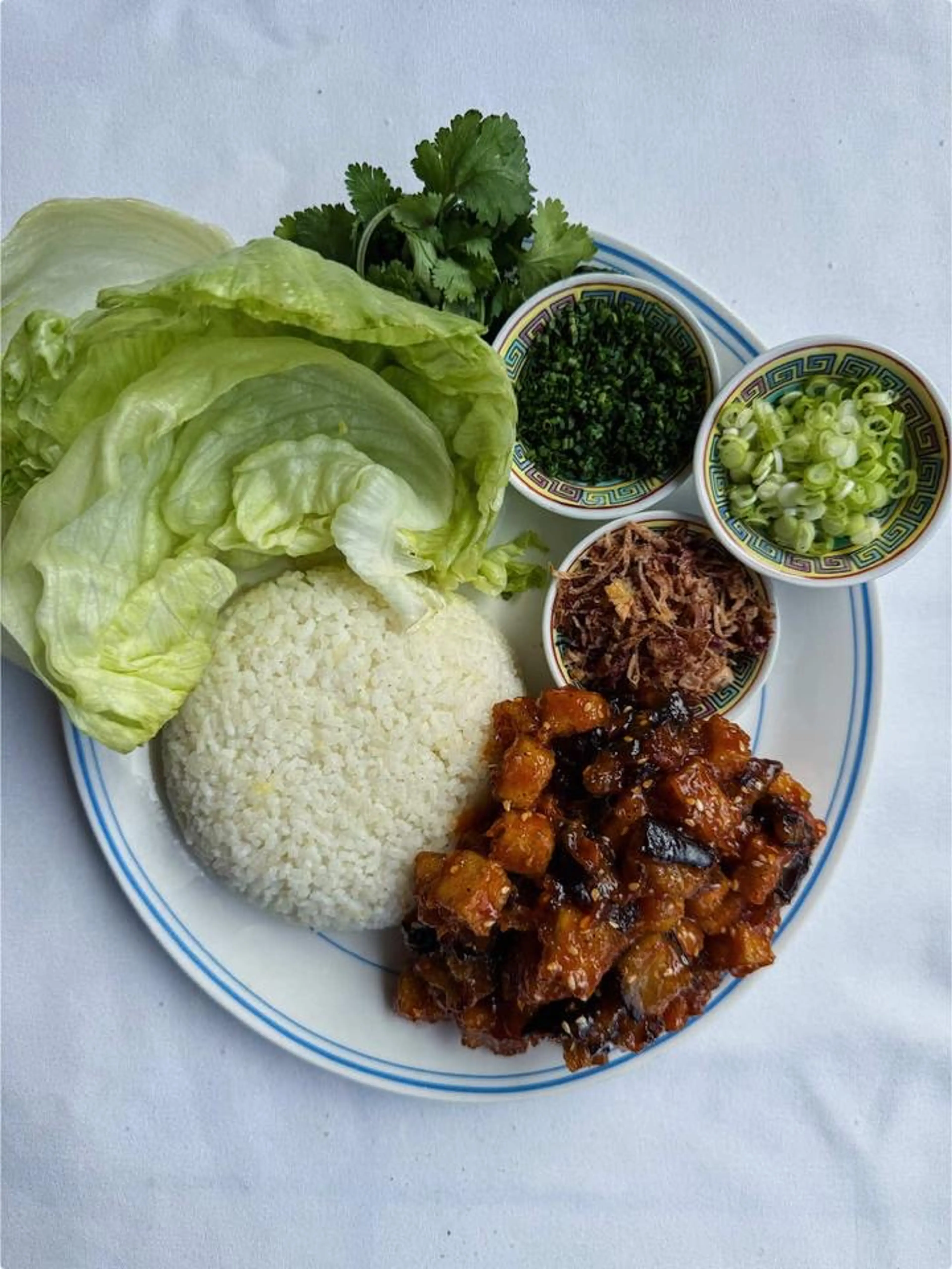 Spicy Miso Eggplant & Tofu Lettuce Cups