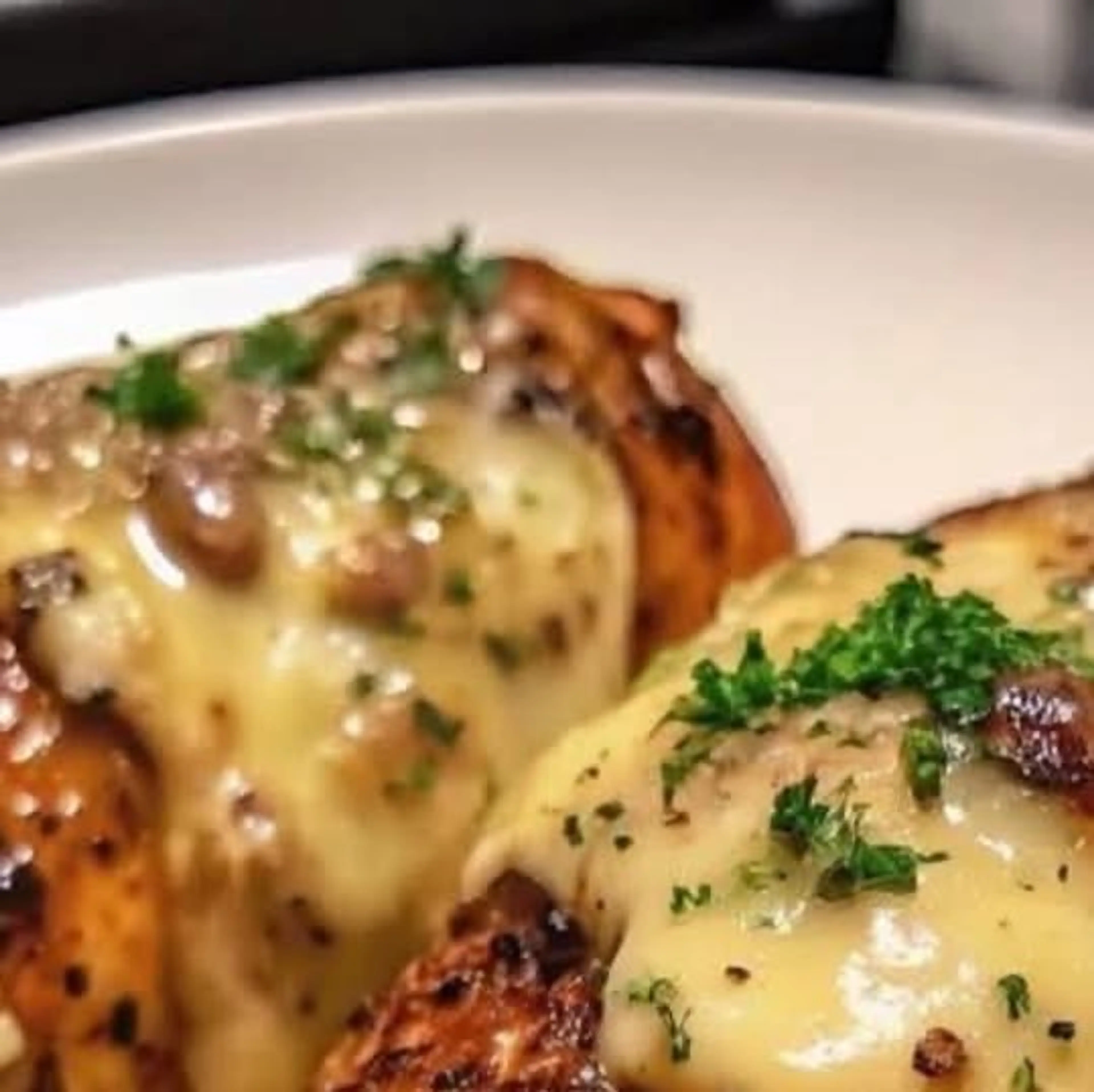 Cheesy Garlic Butter Mushroom Stuffed Chicken