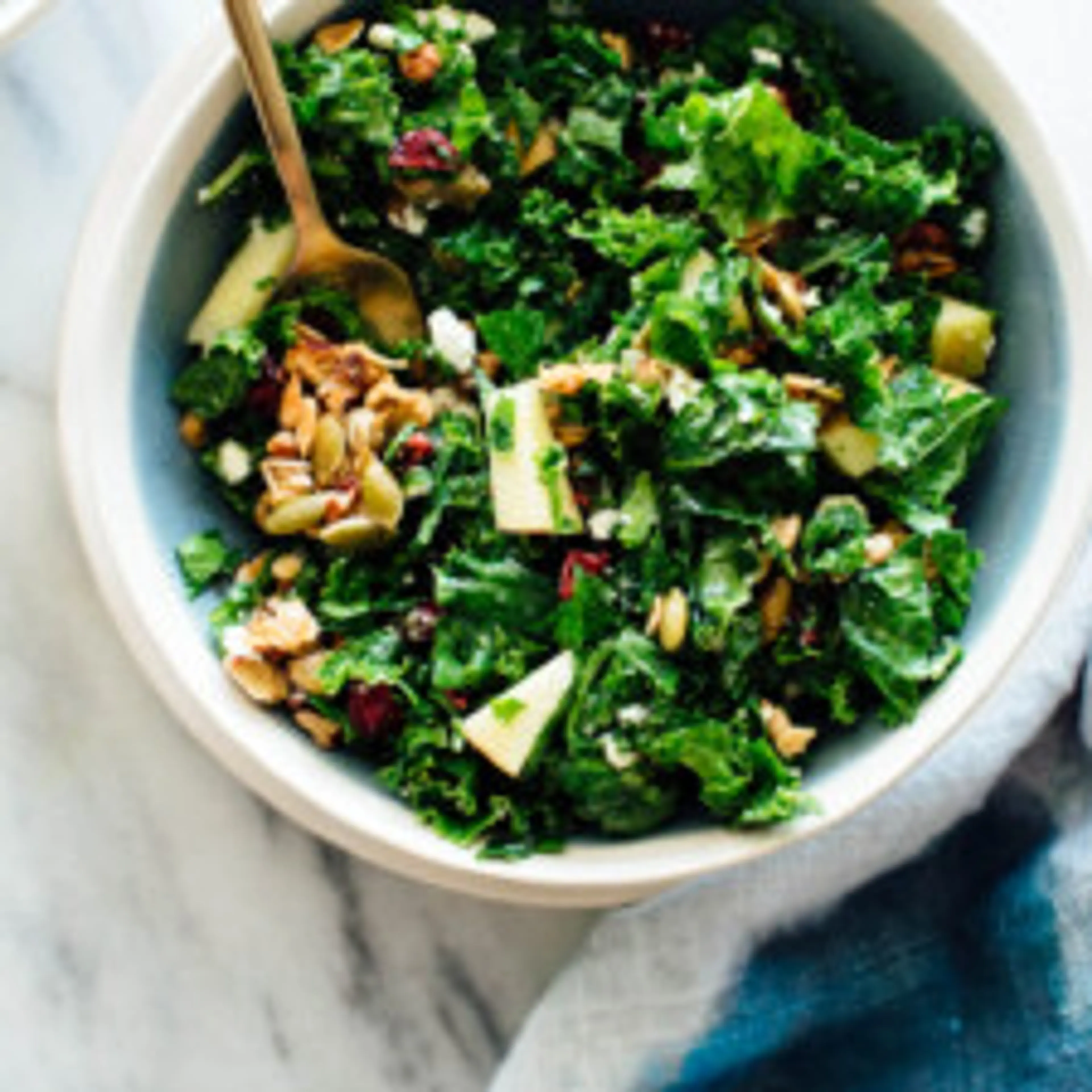 Kale, Apple and Goat Cheese Salad with Granola Croutons