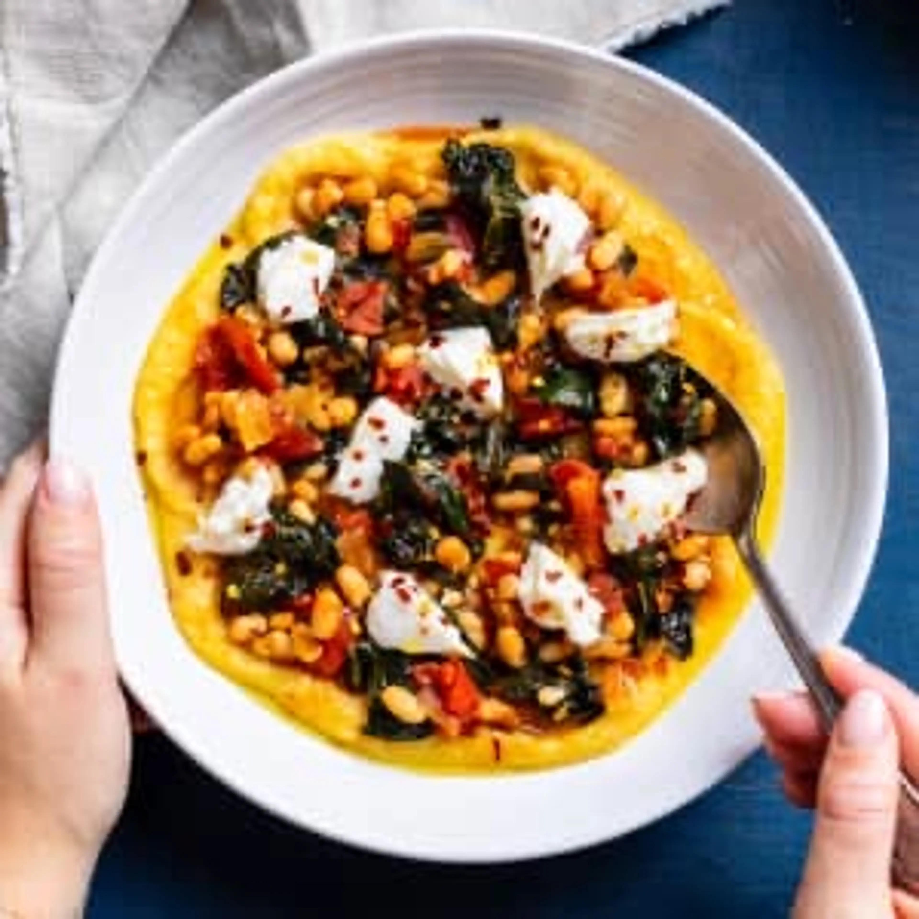 Spicy Polenta with White Beans and Kale