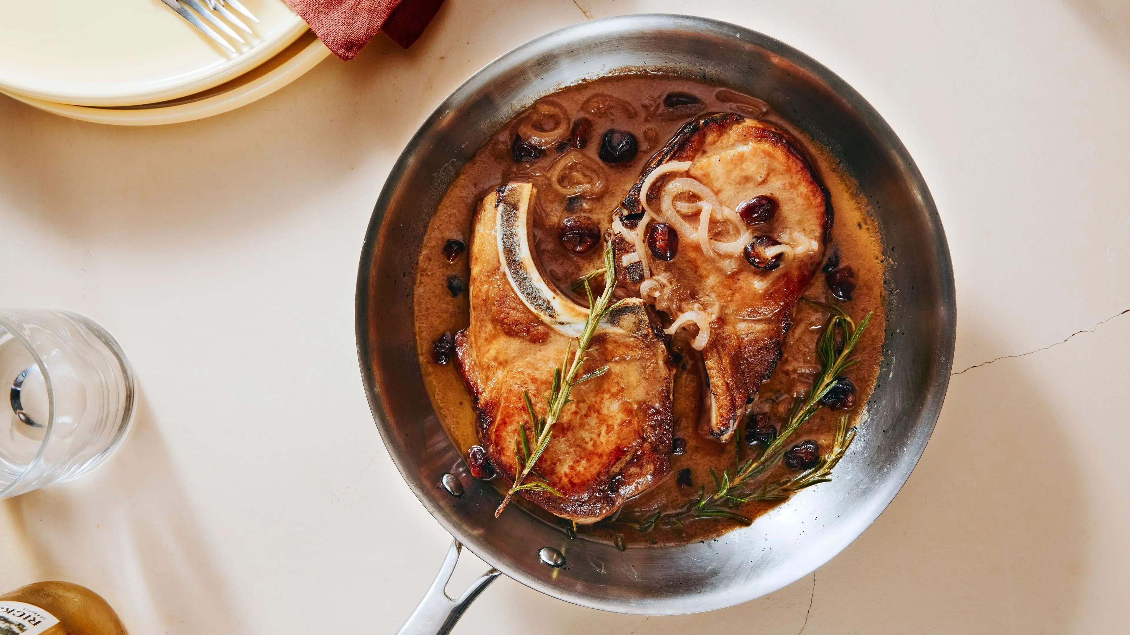 Rosemary and Dried Cherry Pork Chops