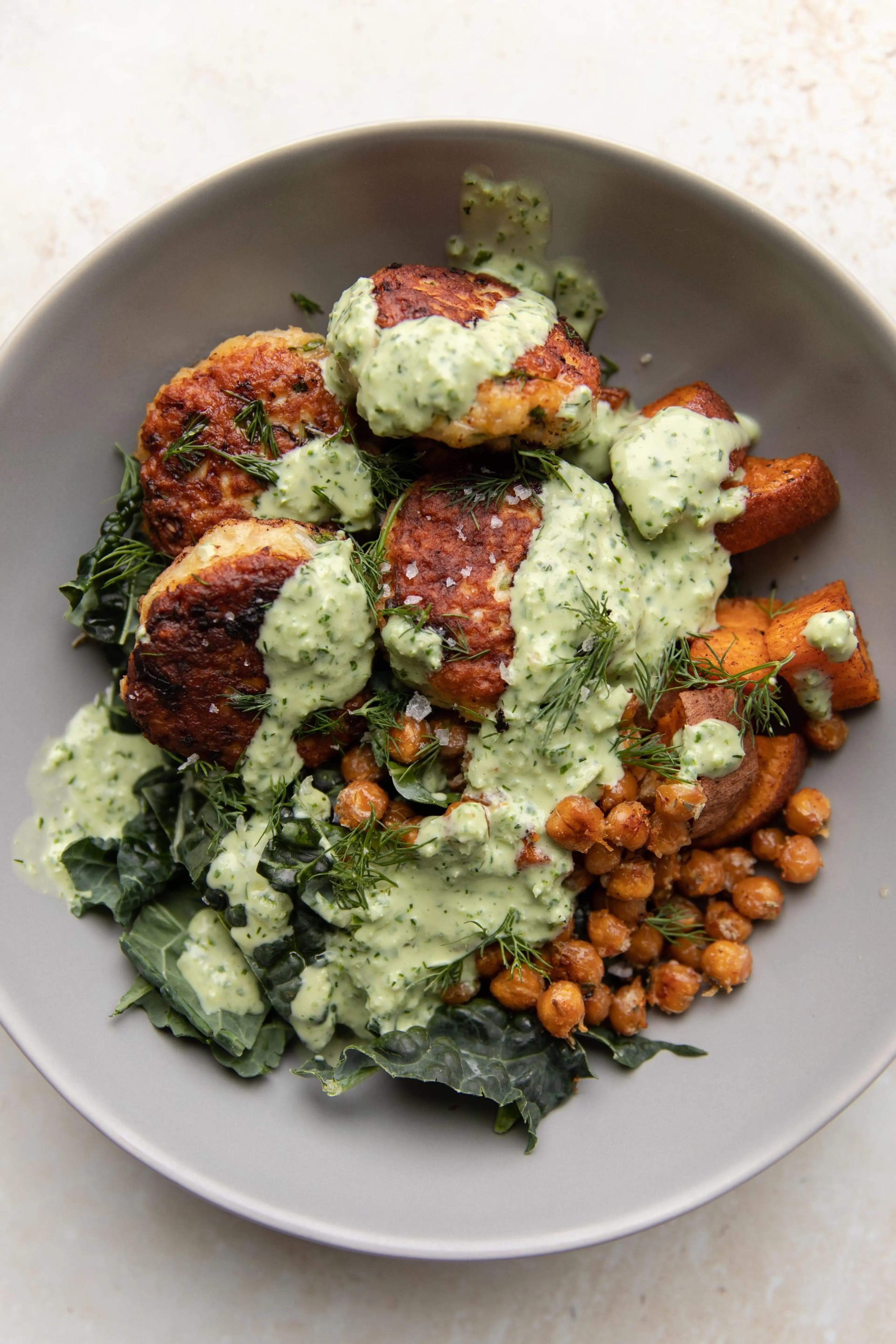 herby chicken meatball bowl