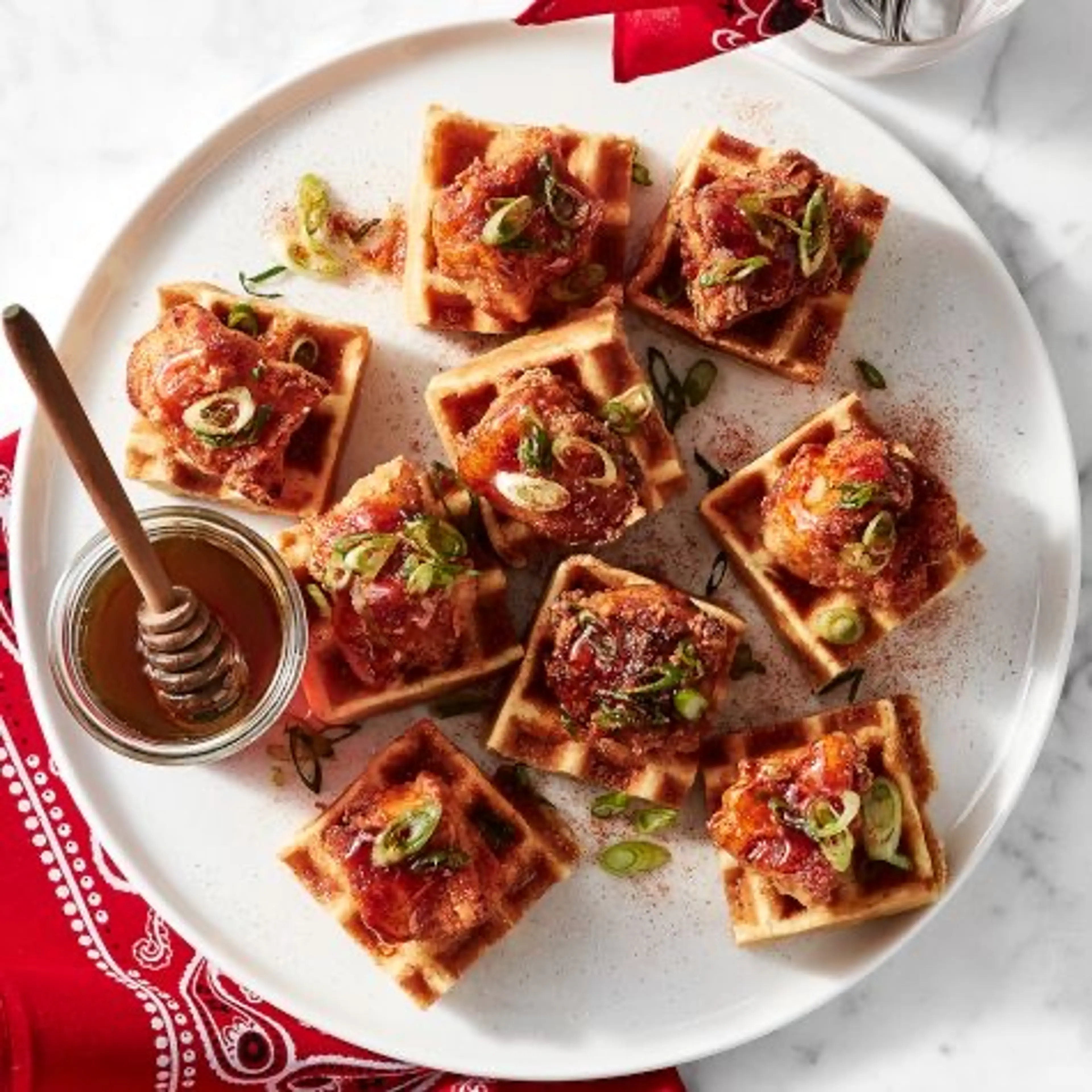 Chicken & Waffles - Trixie Dusted Minis & Fried With Onions