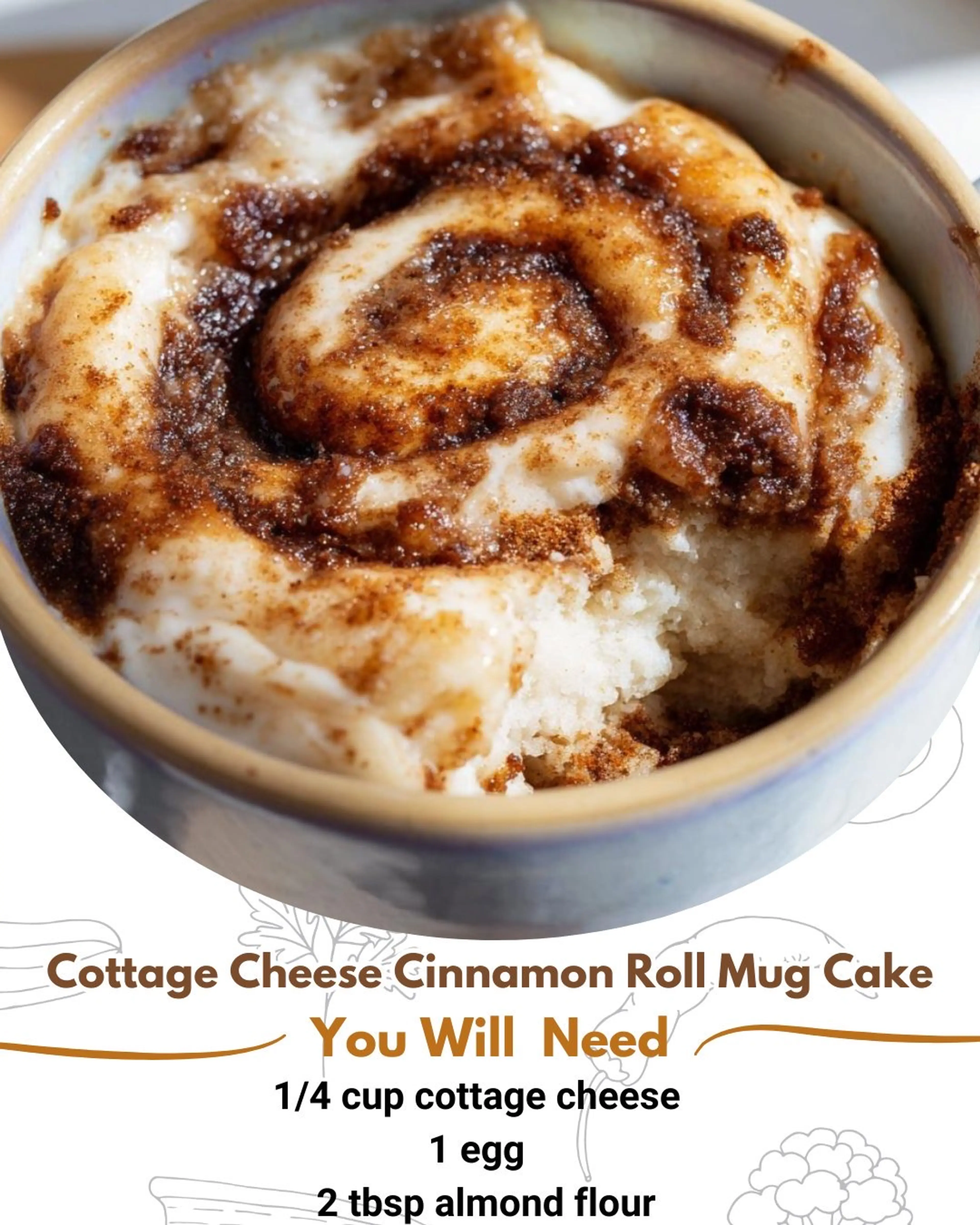 Cottage Cheese Cinnamon Roll Mug Cake