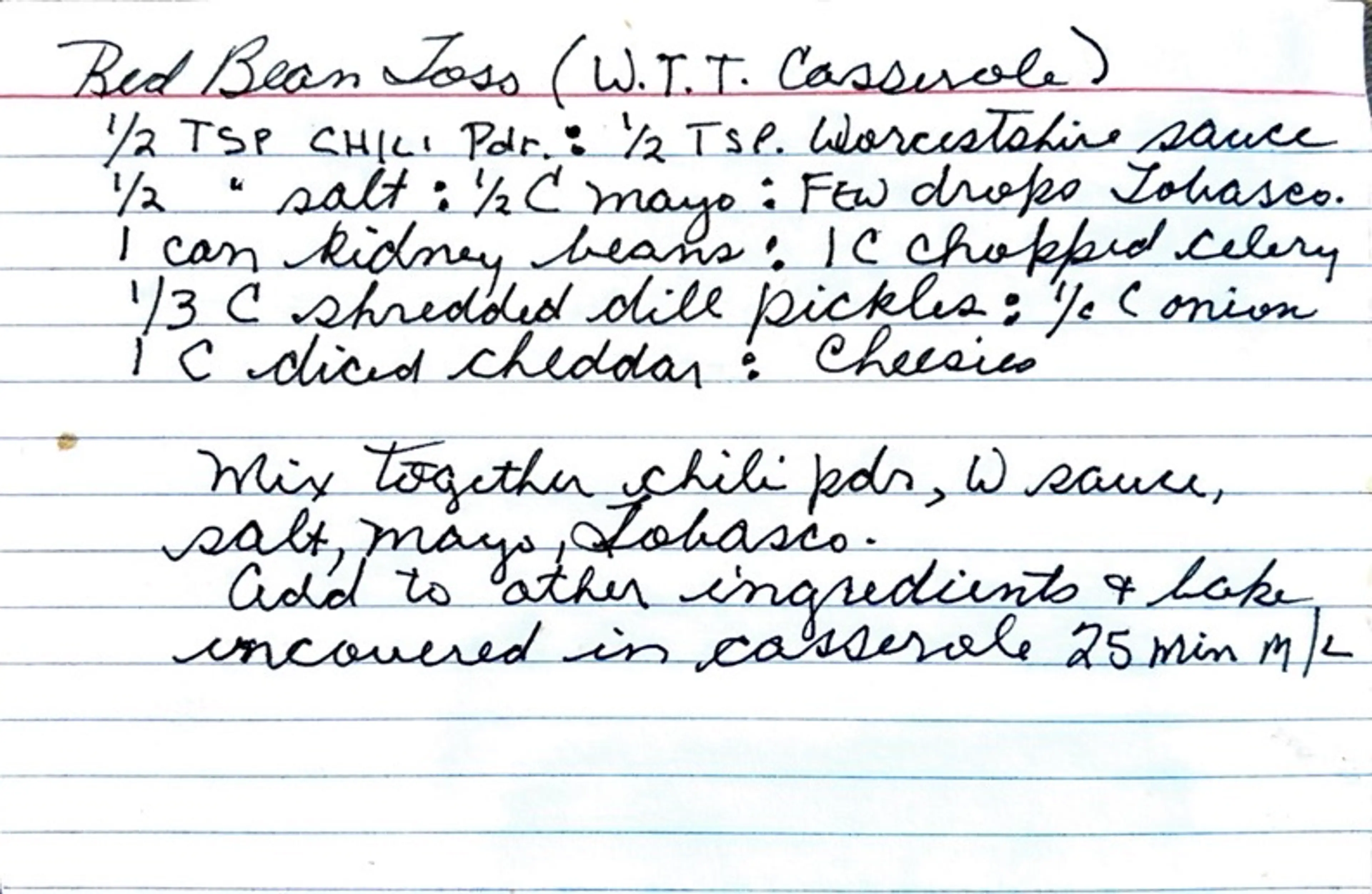 Red Bean Toss (W.T.T. Casserole)