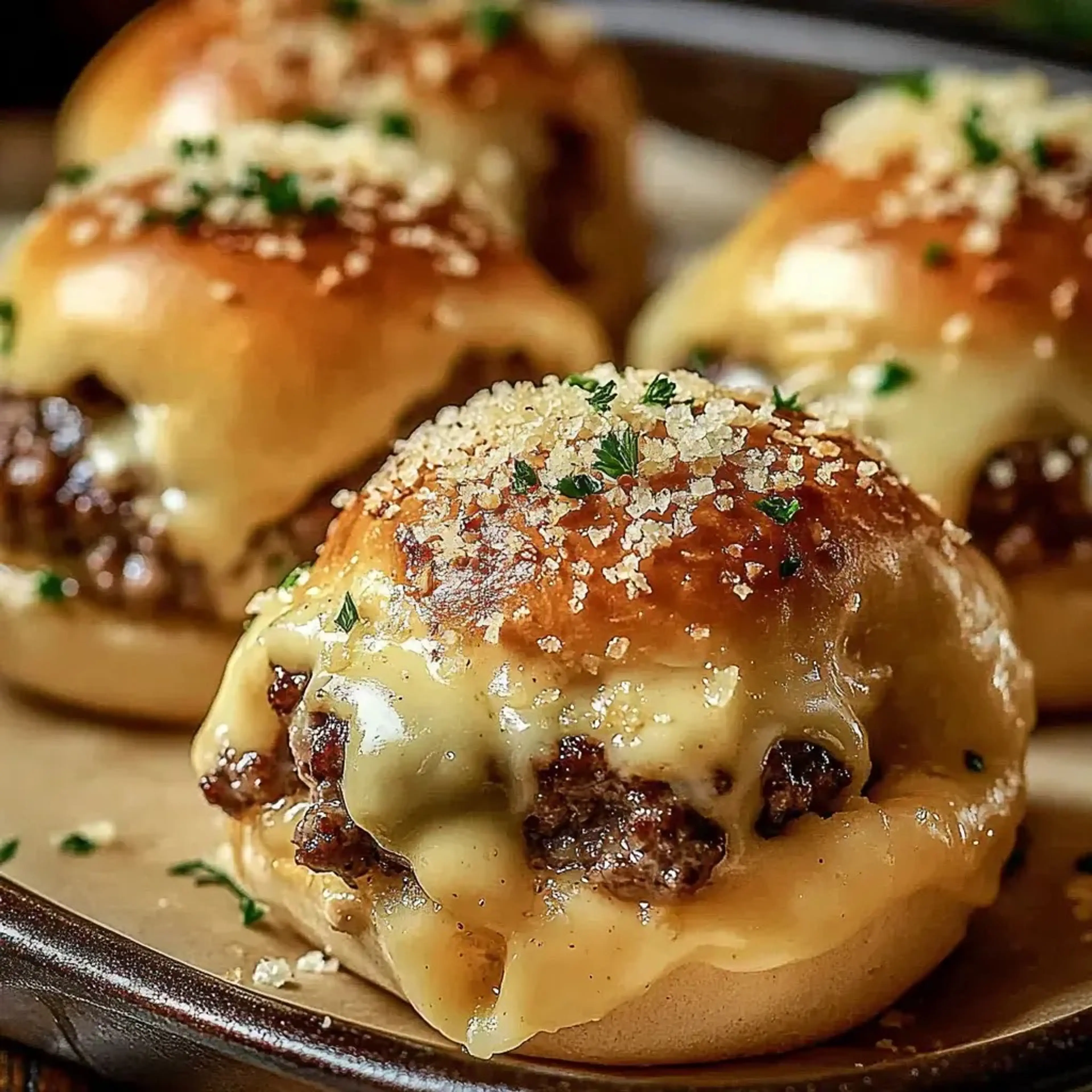 Garlic Parmesan Cheeseburger Bombs