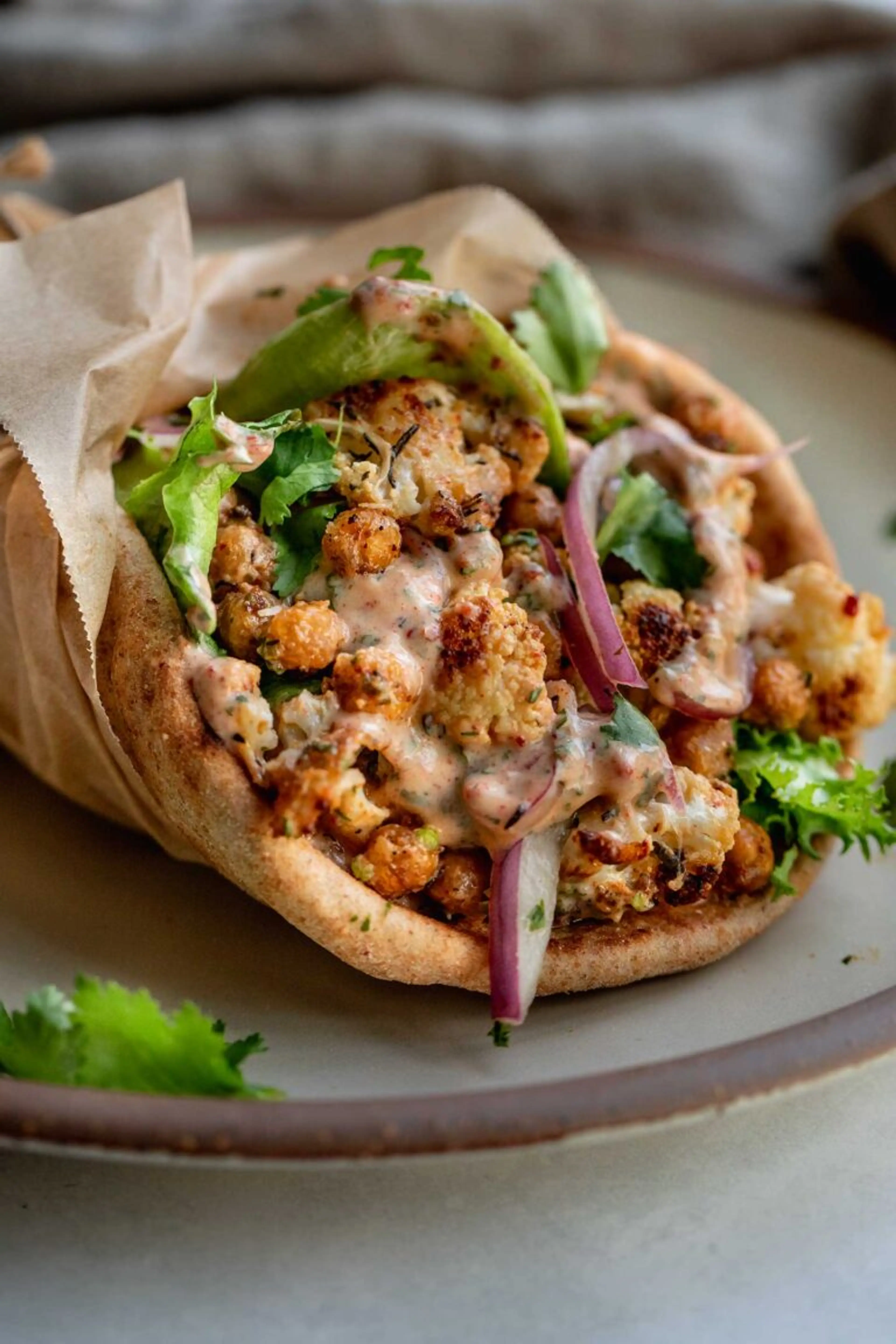 Chili Lime Chickpea Cauliflower Wrap