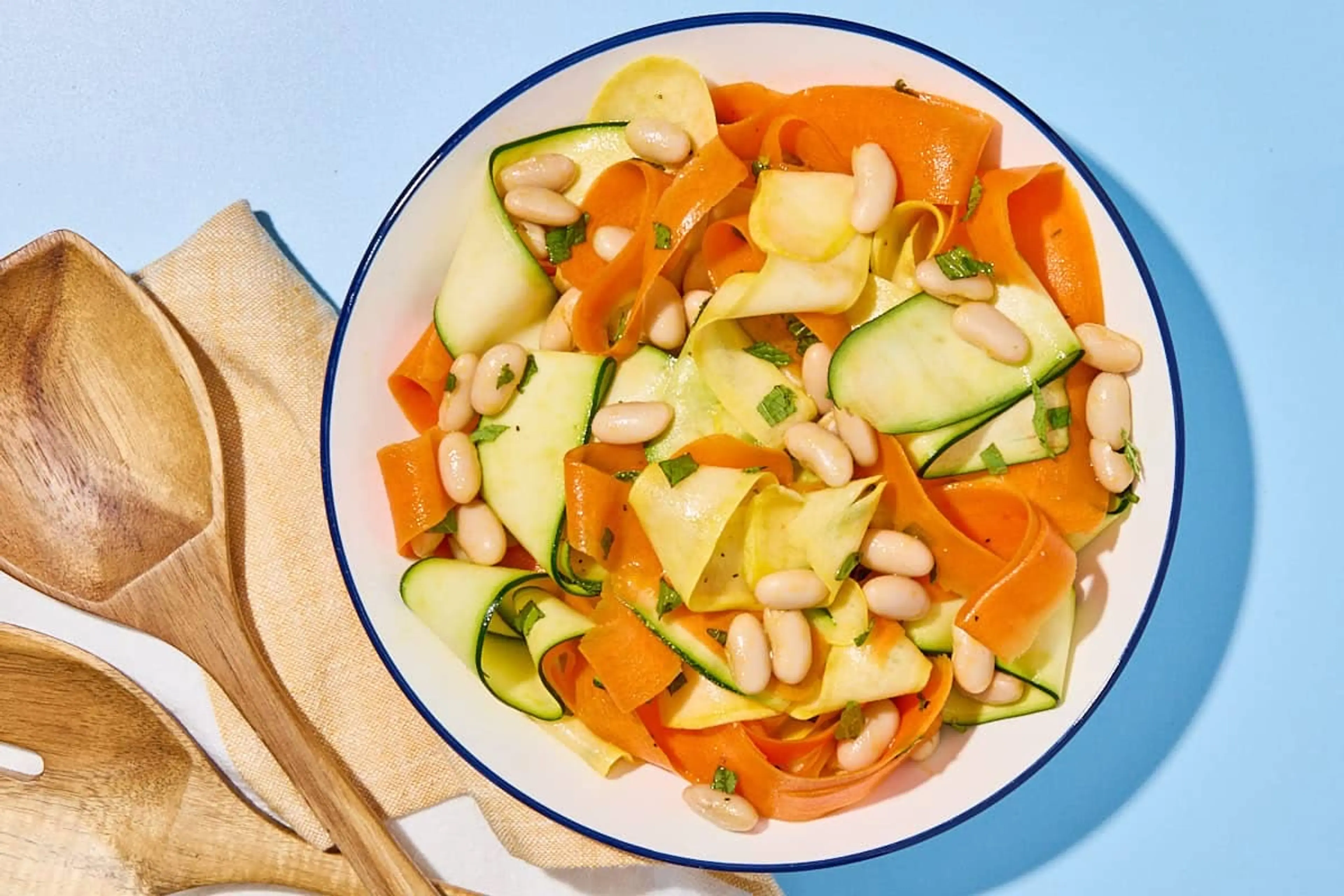 Ribbon Salad with Carrots, Summer Squash, and White Beans
