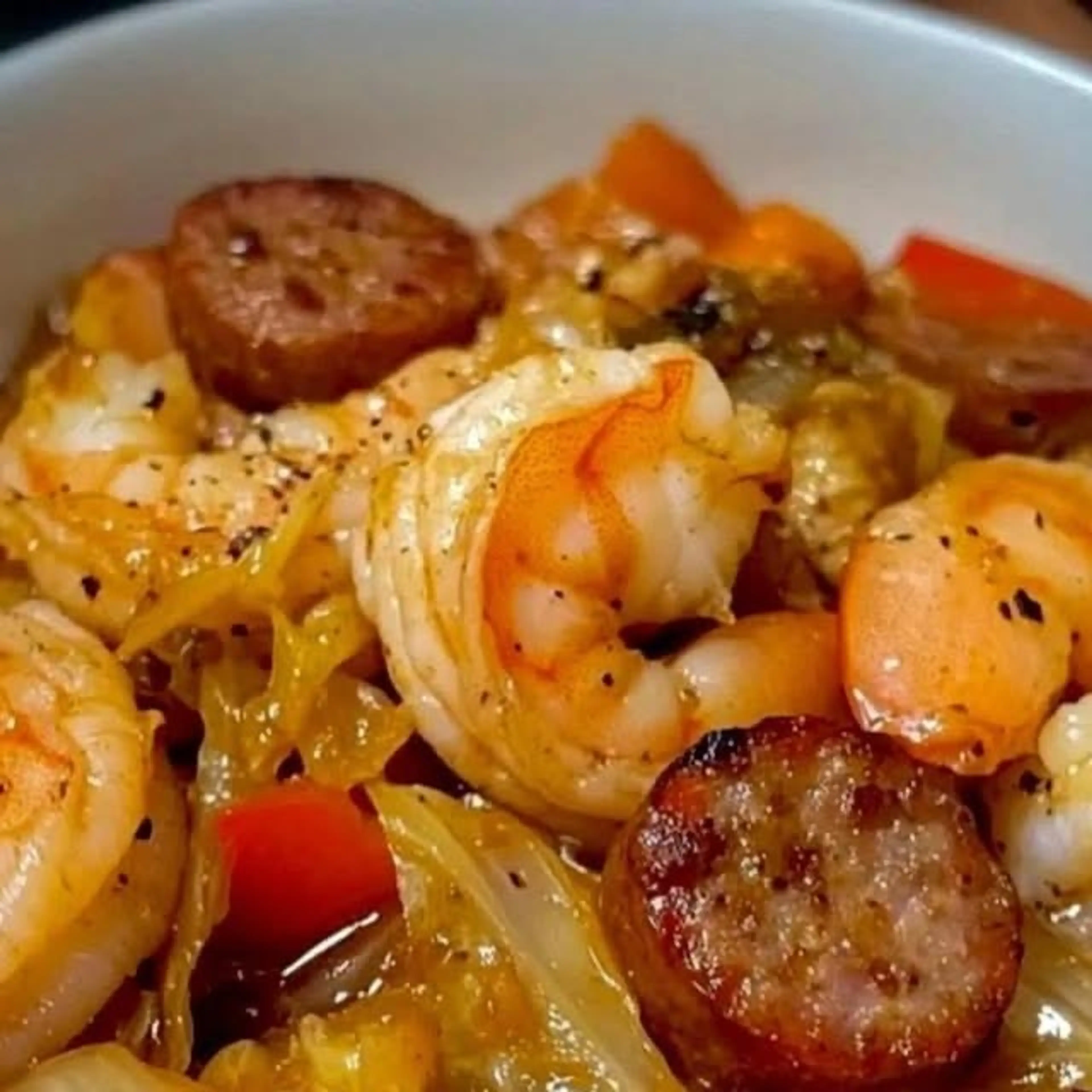 Shrimp and Sausage Cabbage Bowl with Rice