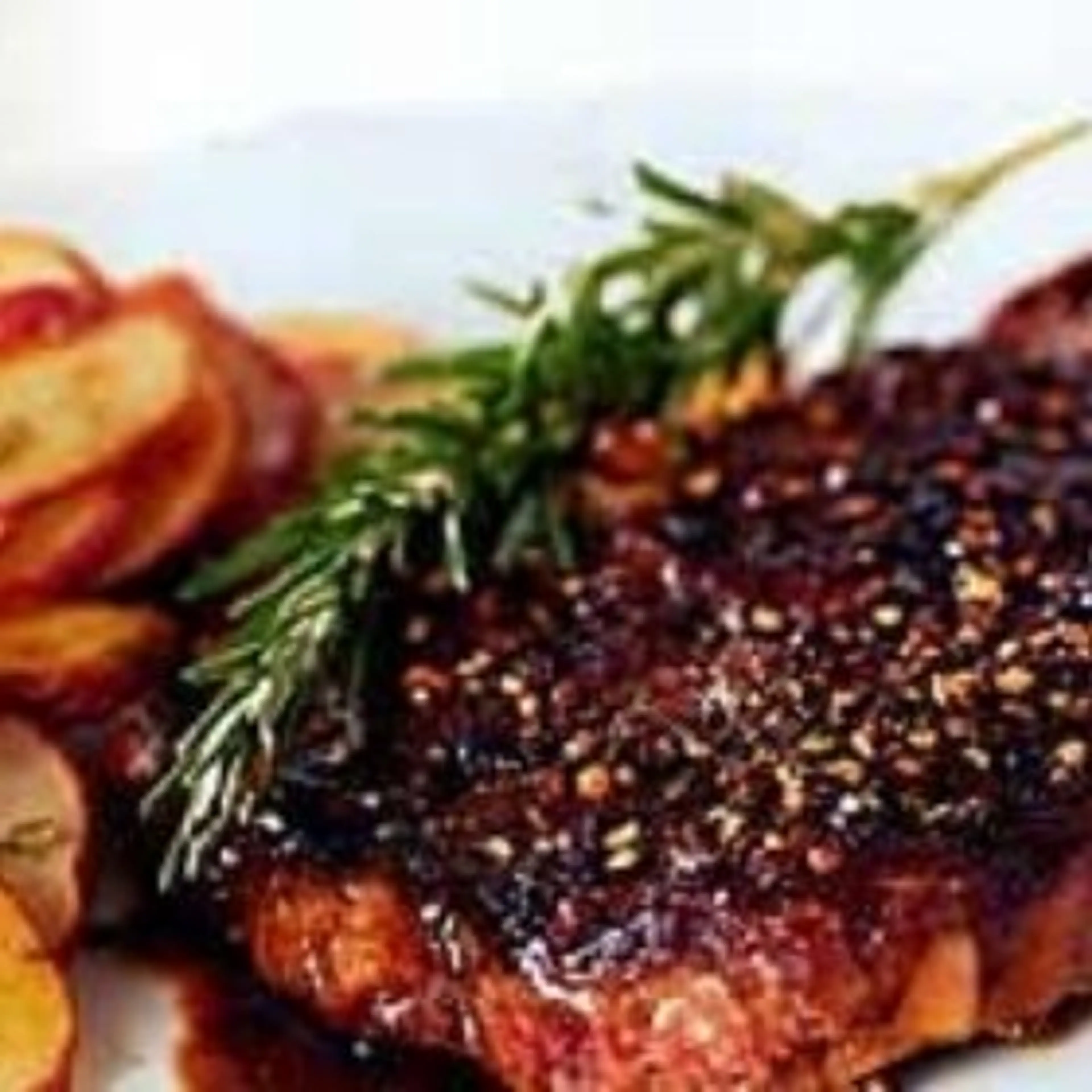 Rib-Eye Steak Au Poivre with Balsamic Reduction