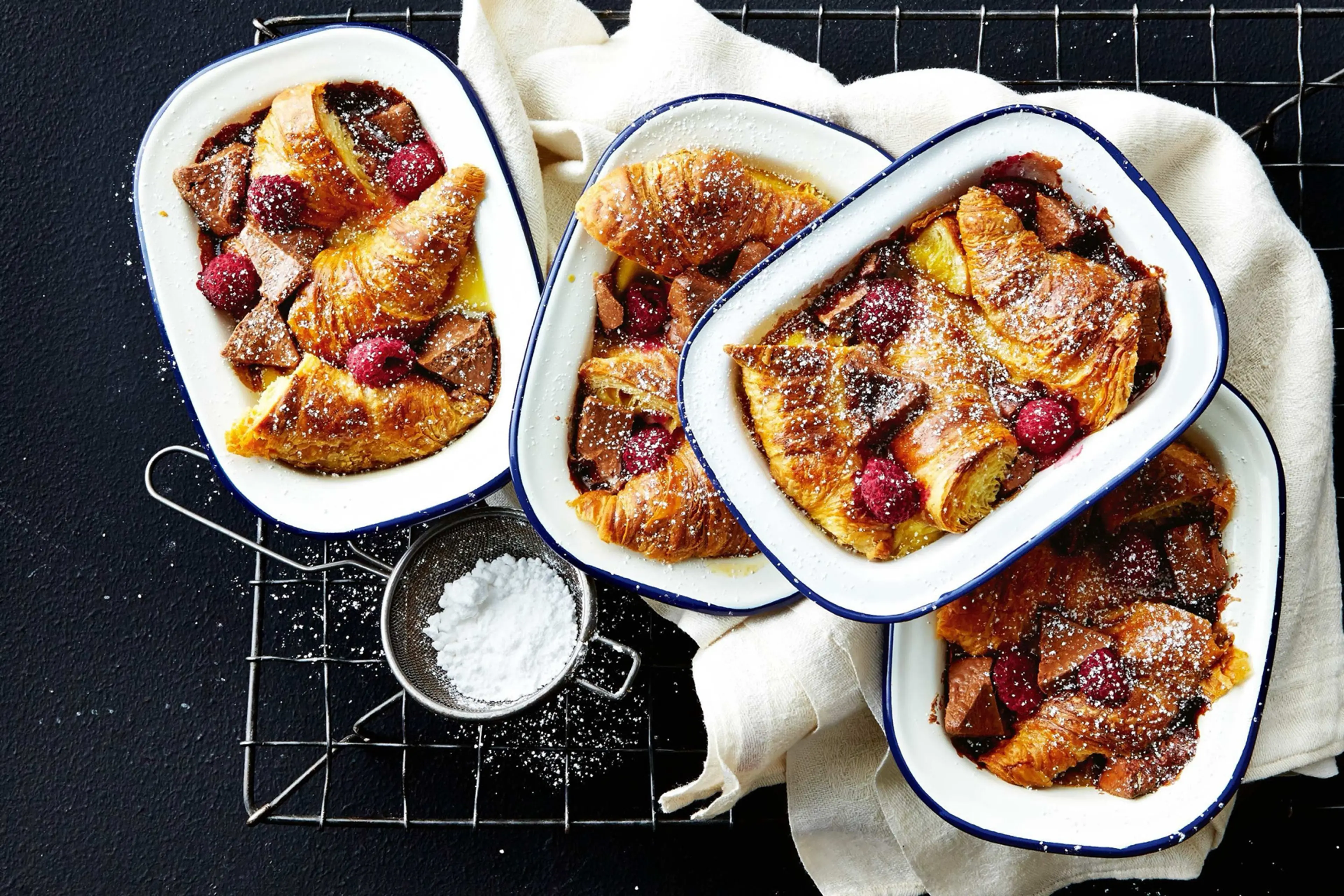 Bread & butter croissants with raspberry & chocolate