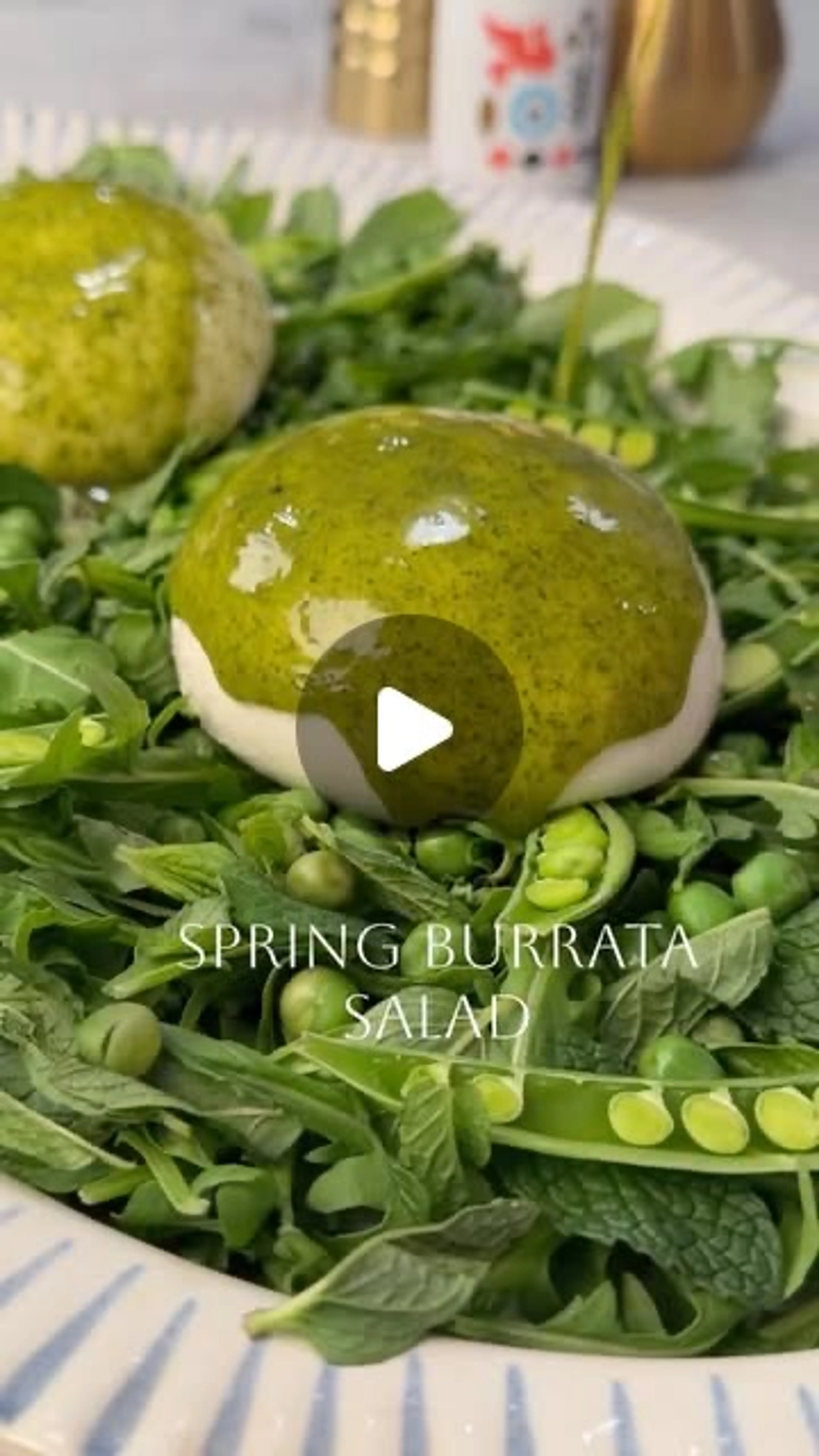 The Perfect Spring Burrata Salad. I Blanched the Peas, but K