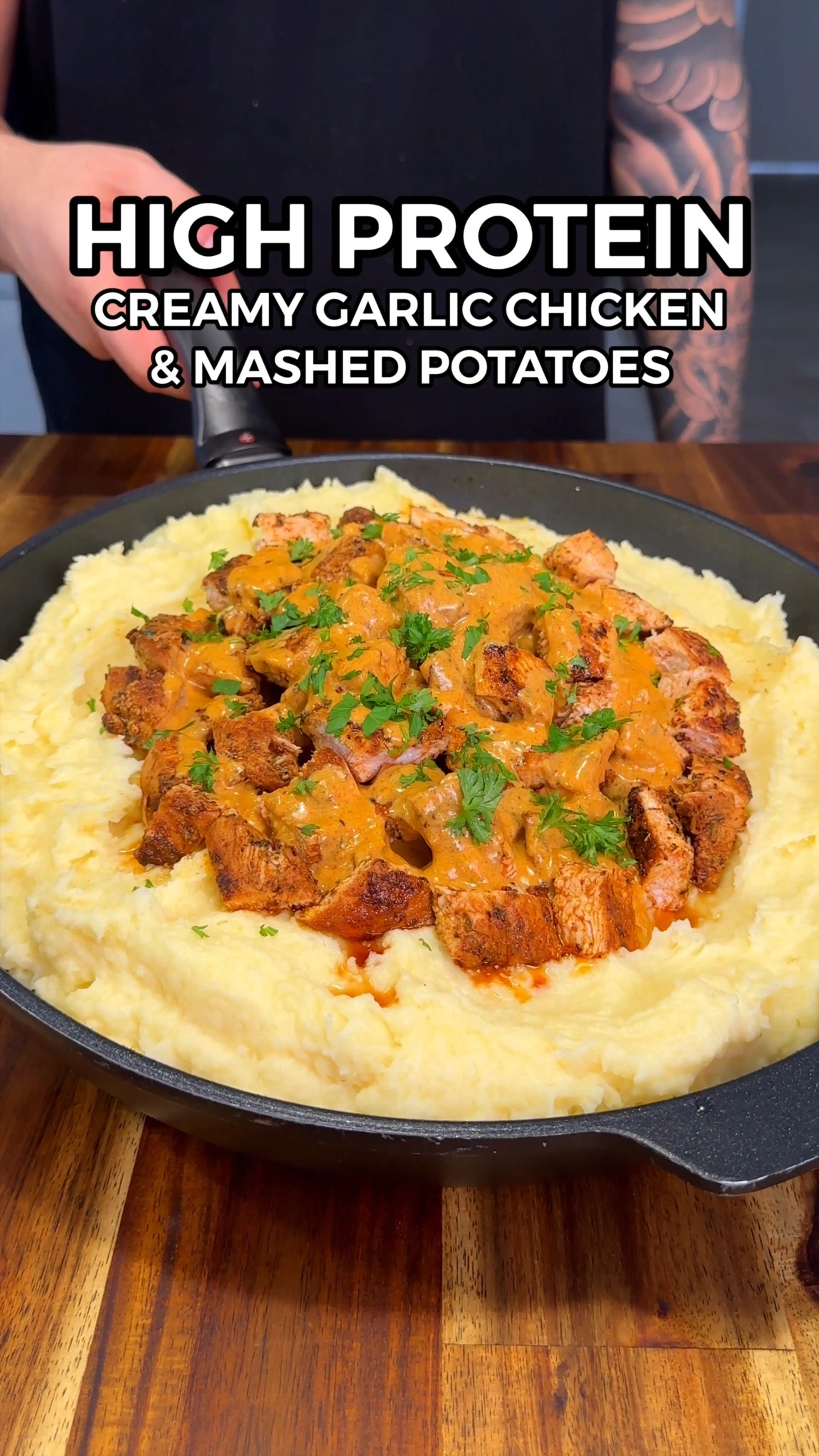 High Protein Creamy Garlic Chicken & Mashed Potatoes