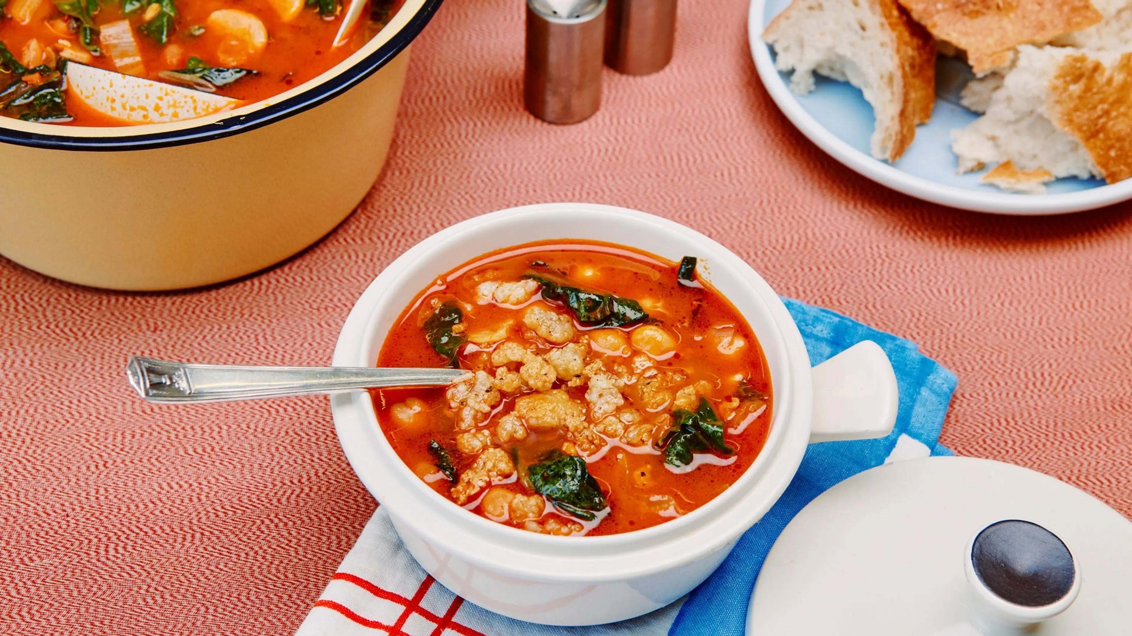 Beans and Greens With Halloumi cheese Crumbles