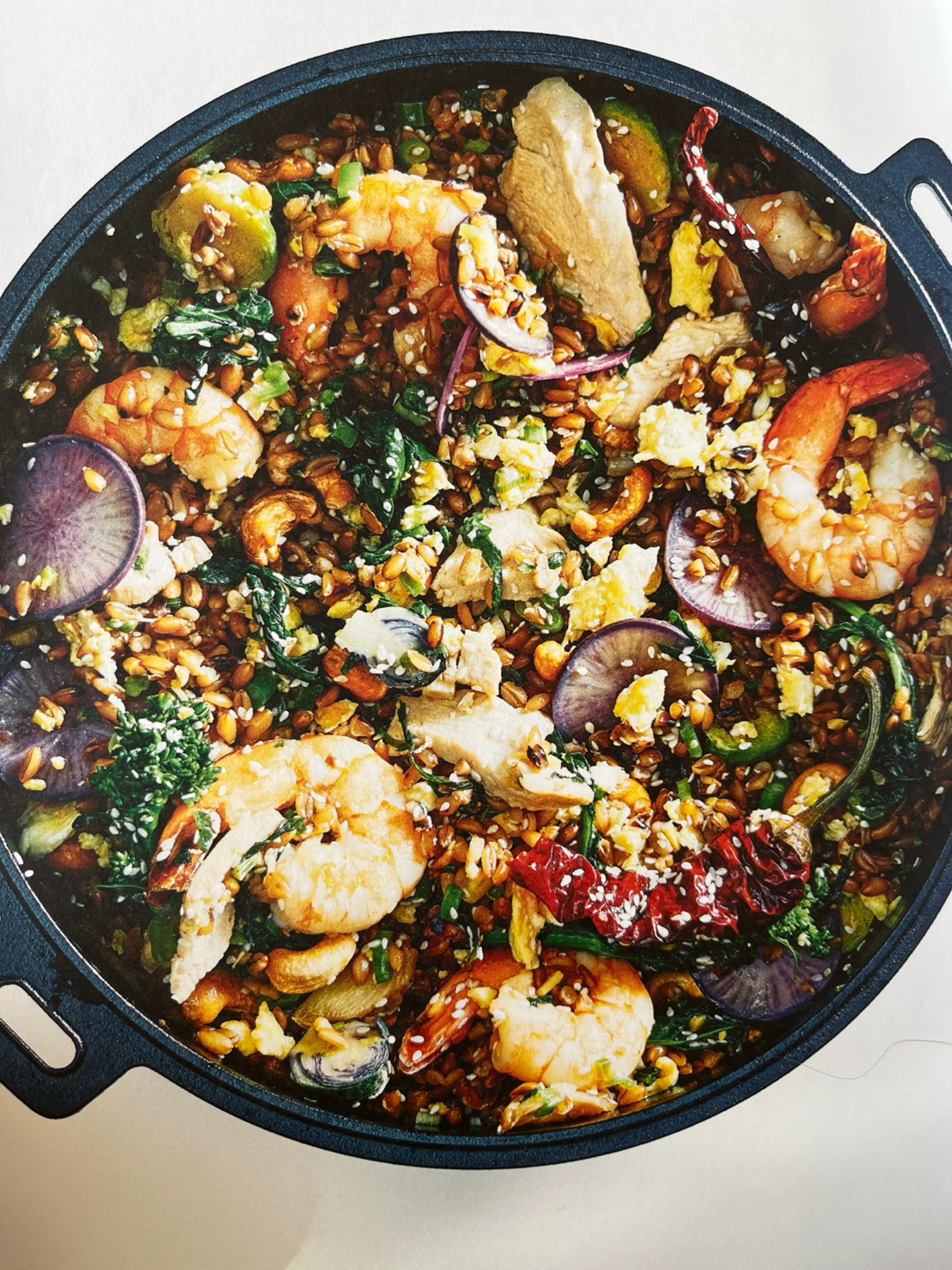 Shrimp Fried Freekeh with Spring Vegetables