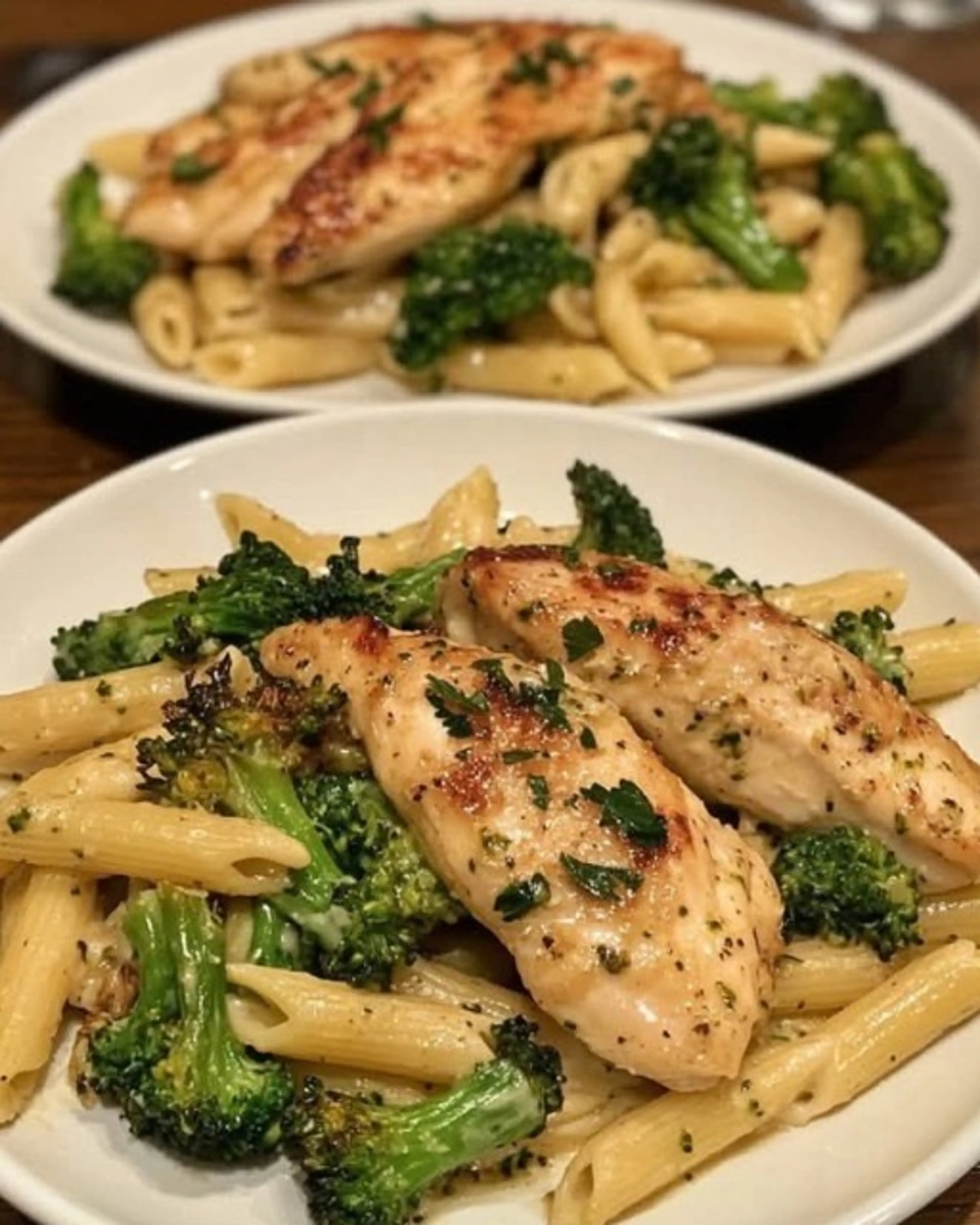 Creamy Garlic Parmesan Crusted Chicken Over Roasted Broccoli