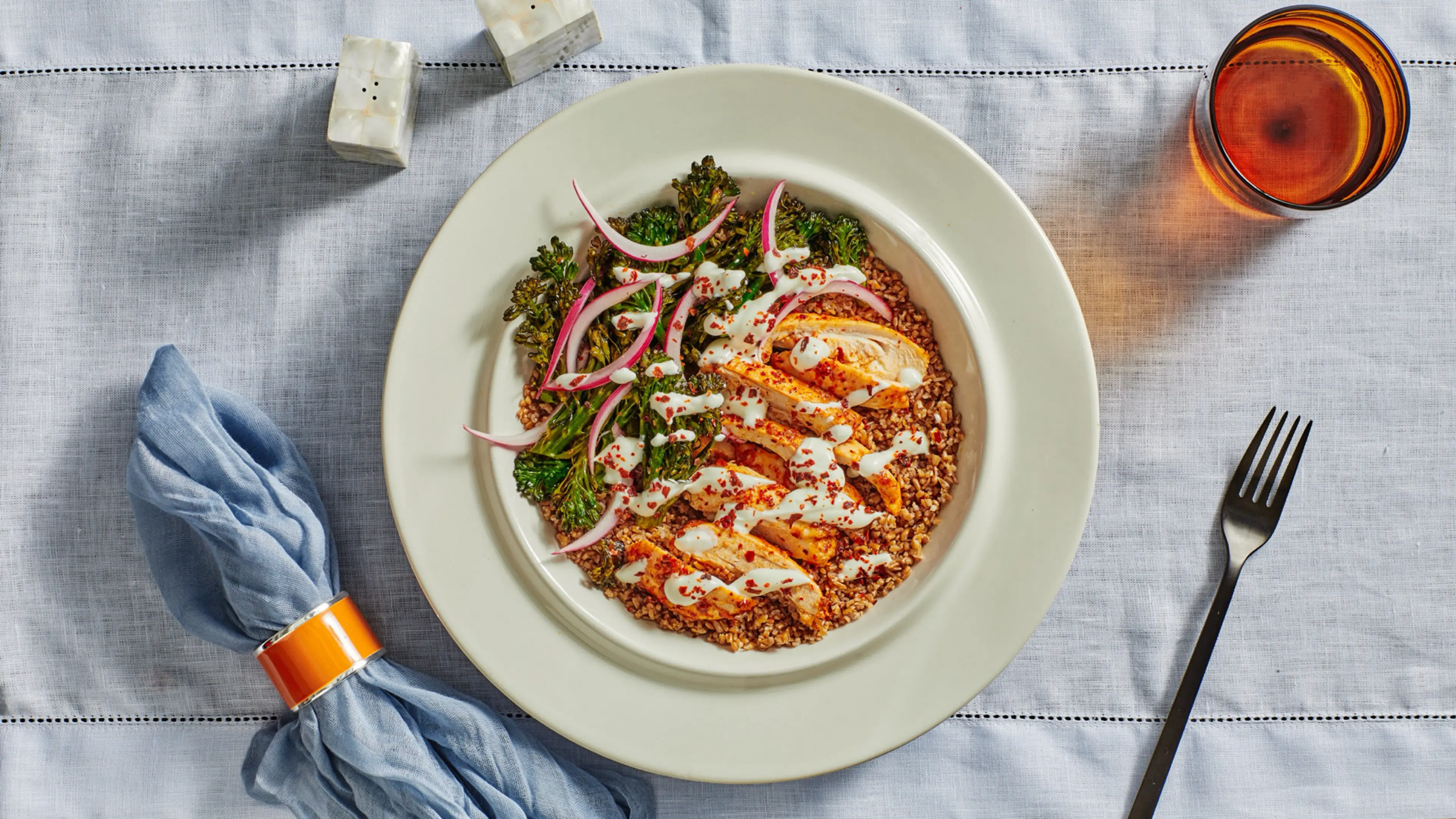 Aleppo-Chicken and Broccolini Grain Bowls