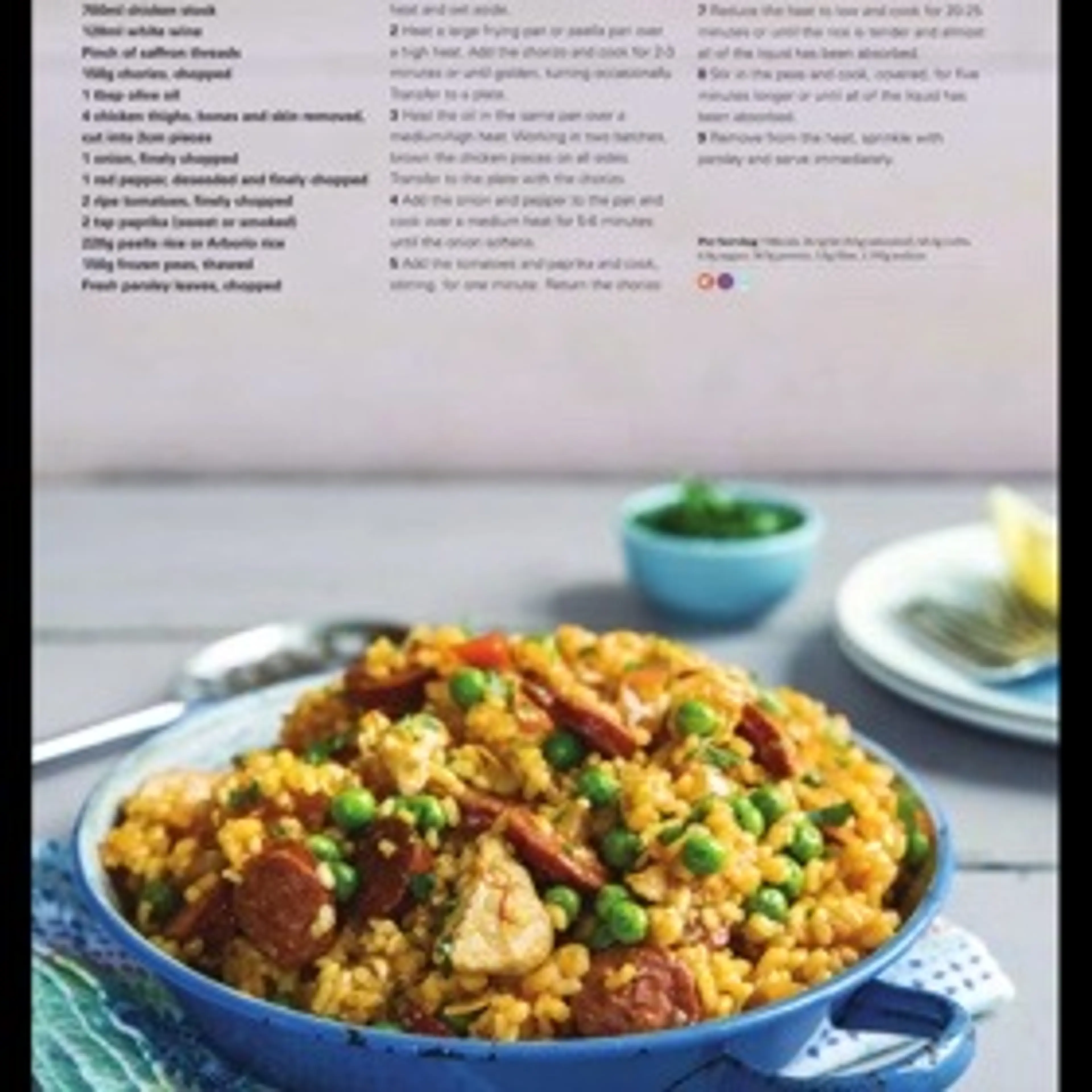 Chicken and chorizo paella