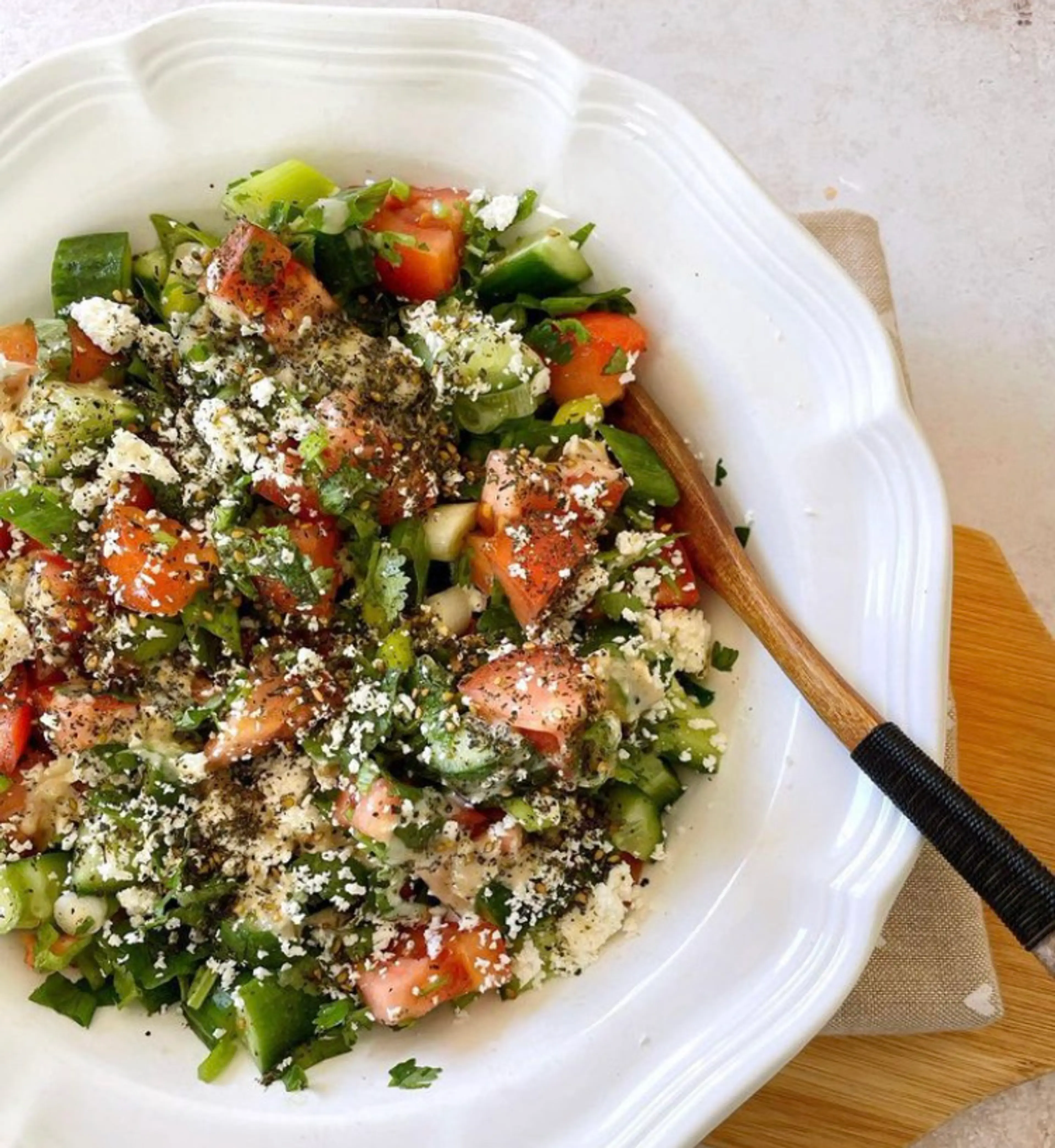 Chopped salad with tahini and za'atar