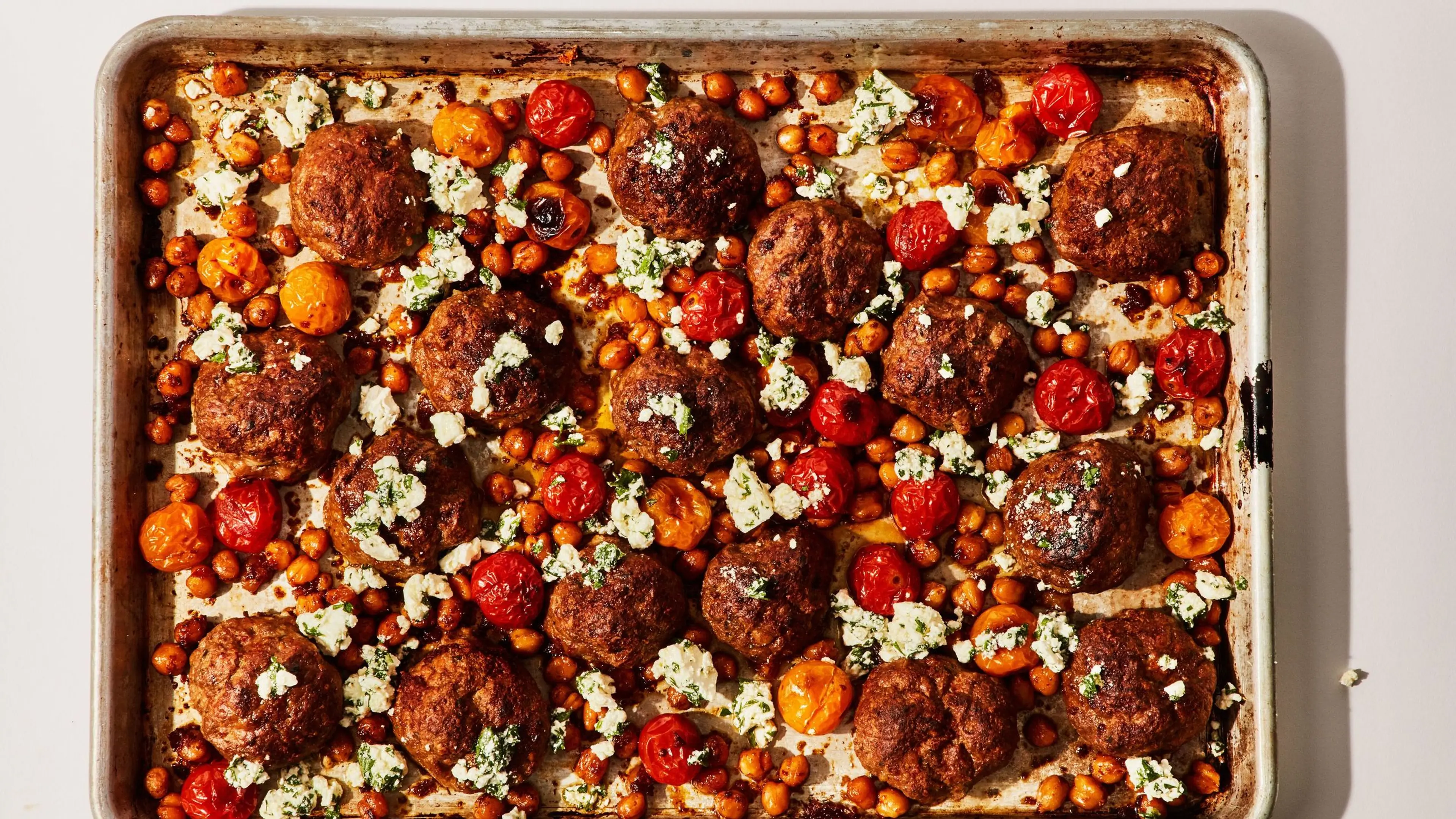 Sheet Pan Chicken Meatballs With Tomatoes and Chickpeas