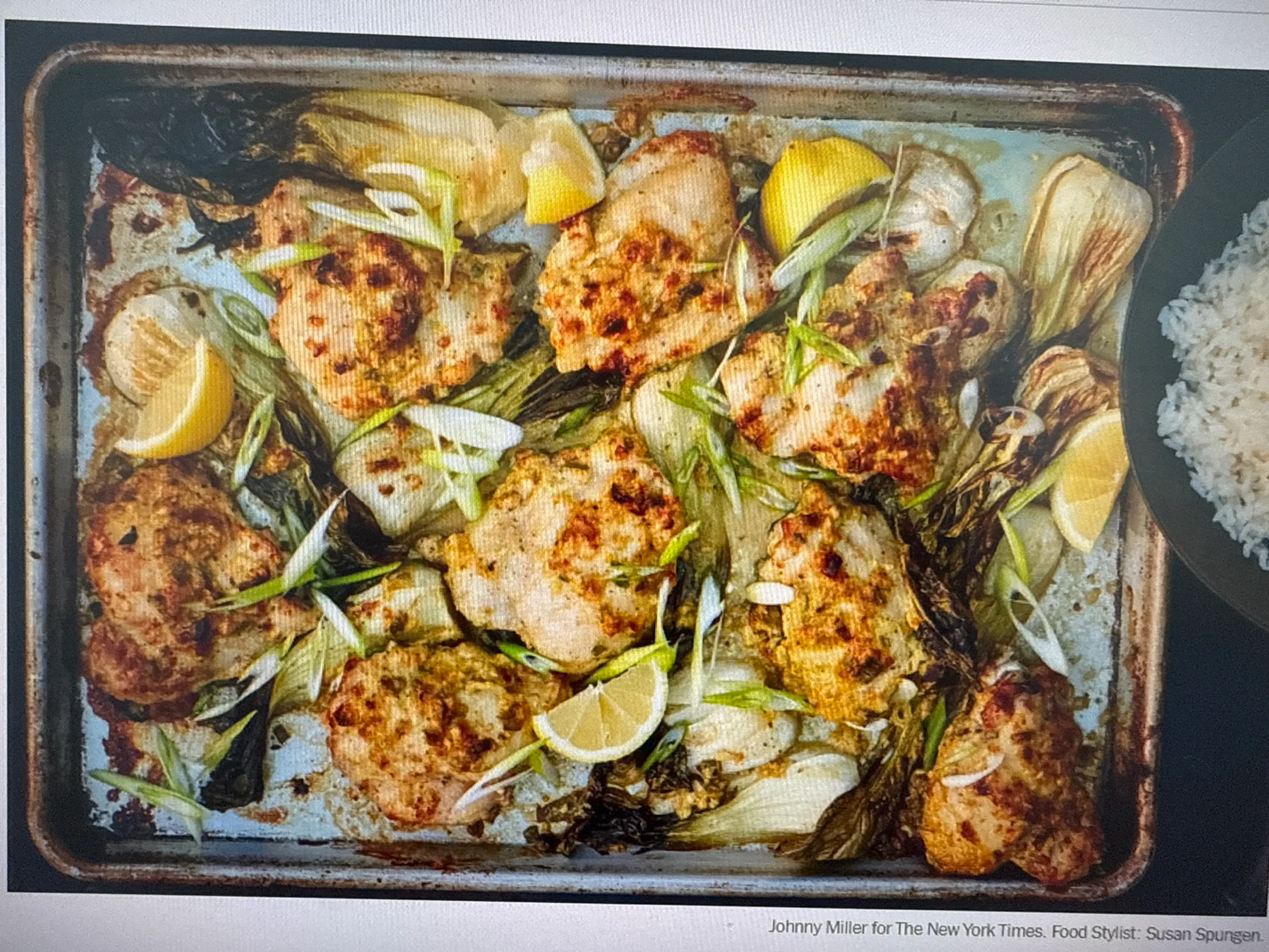 Sheet-Pan Scallion Chicken With Bok Choy