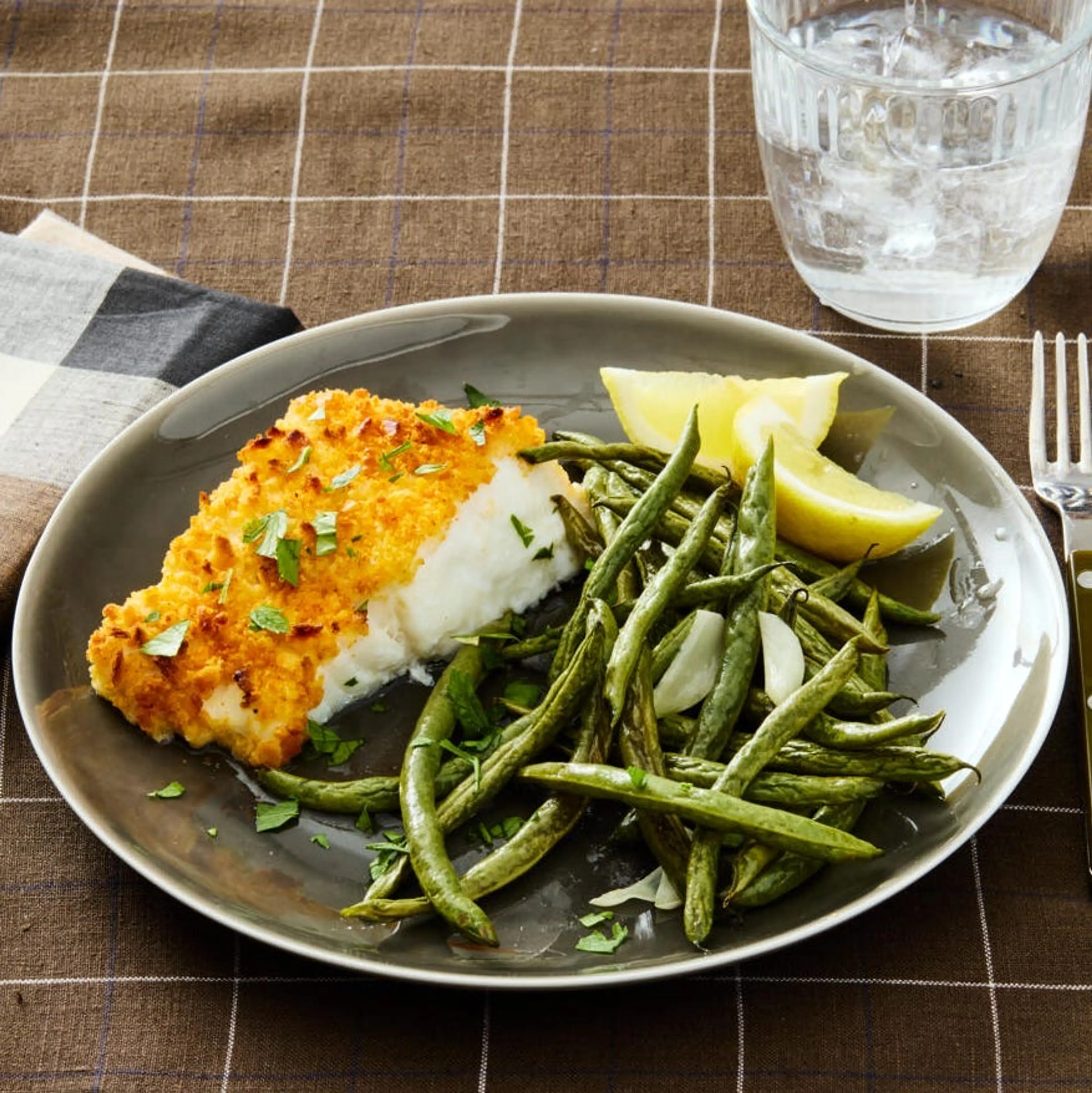 Cracker-Crusted Cod with Green Beans