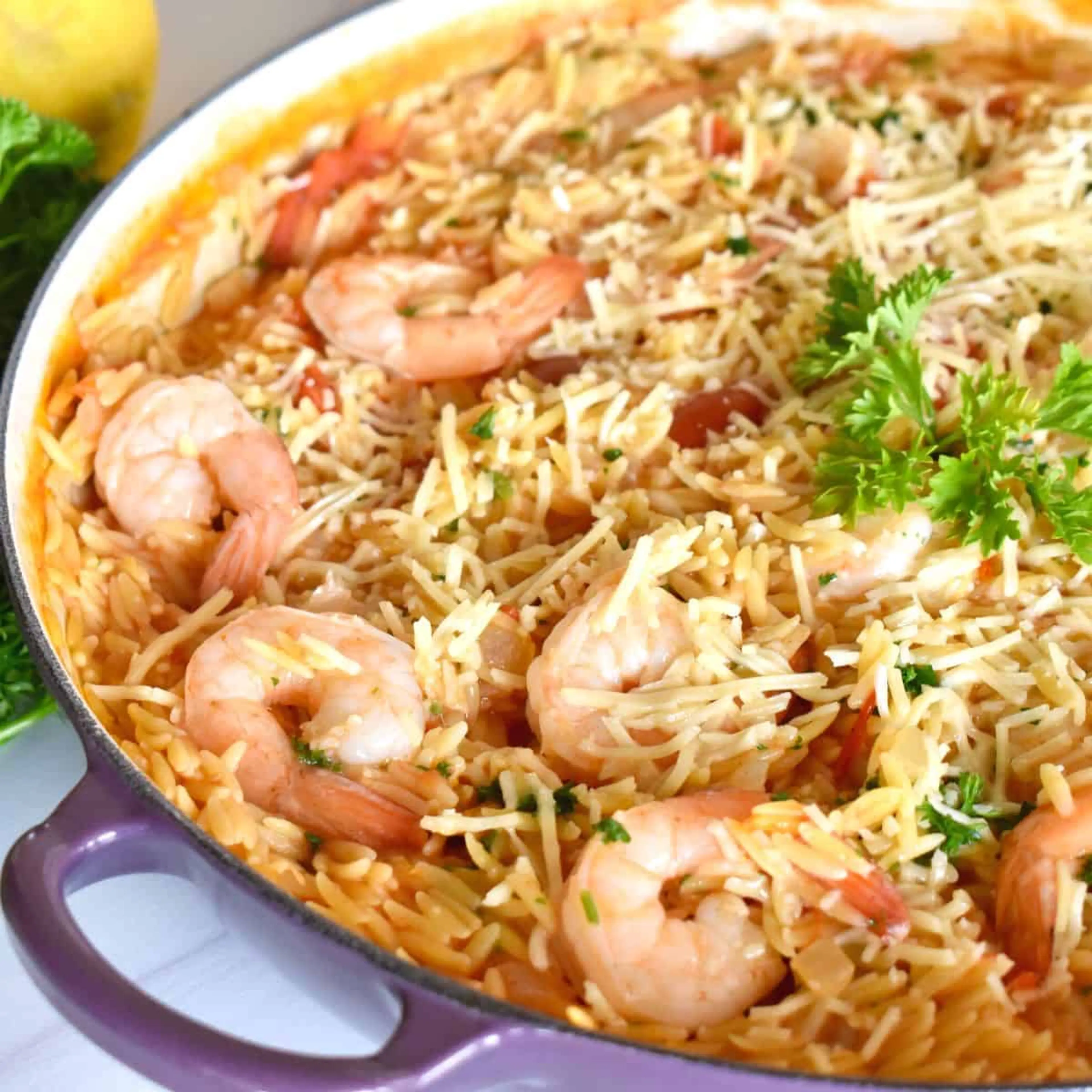One Pot Lemon Shrimp Orzo