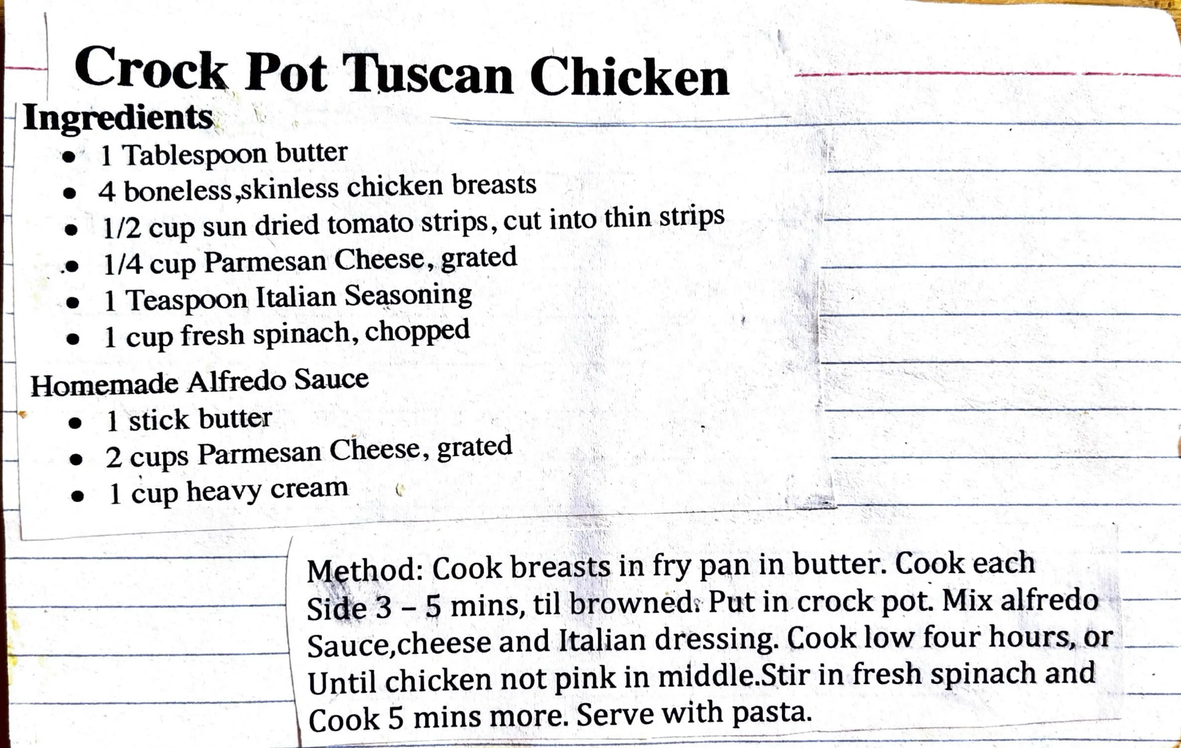Crock Pot Tuscan Chicken
