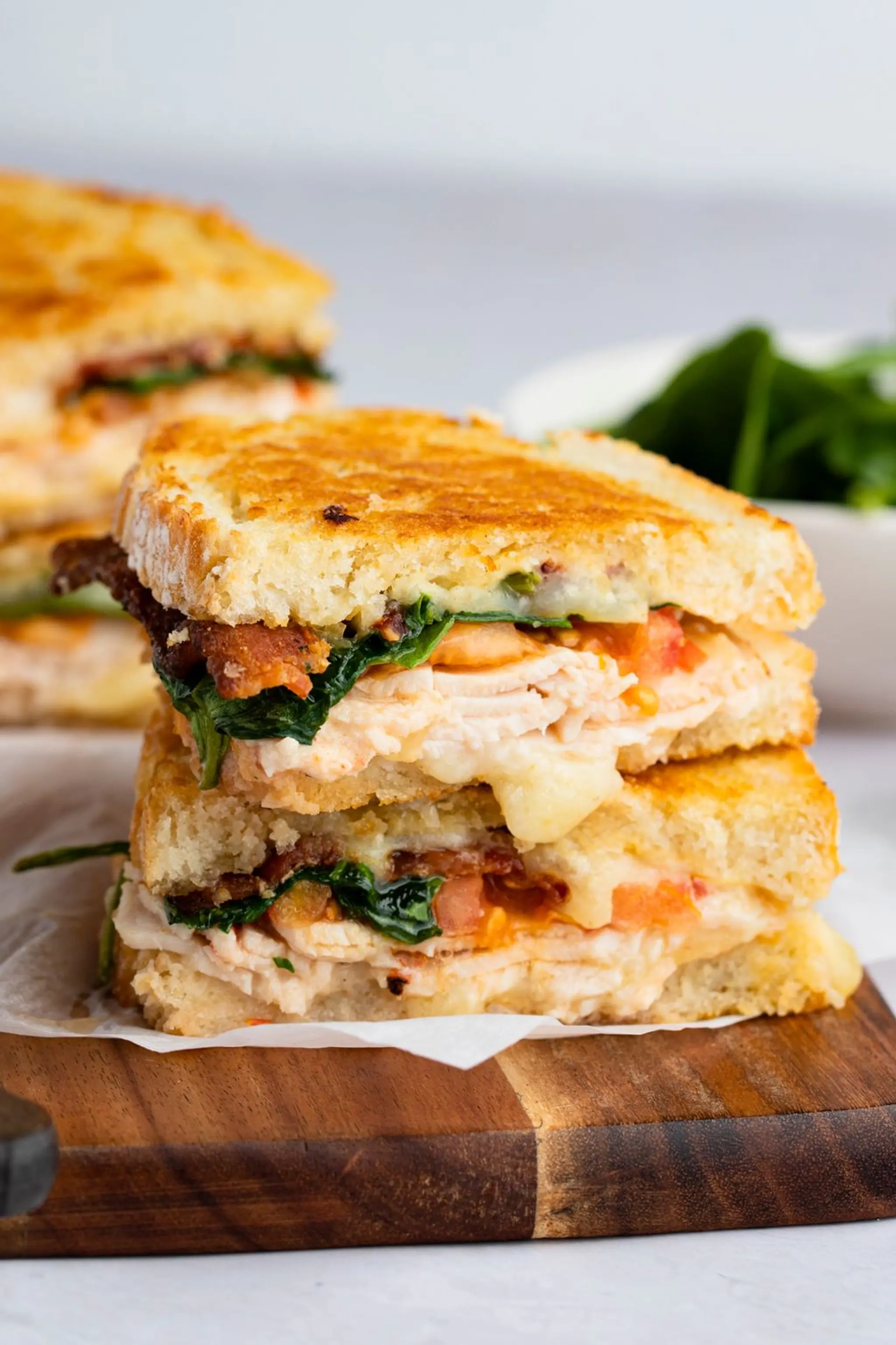 Turkey Melt with Cheddar, Spinach, and Bacon