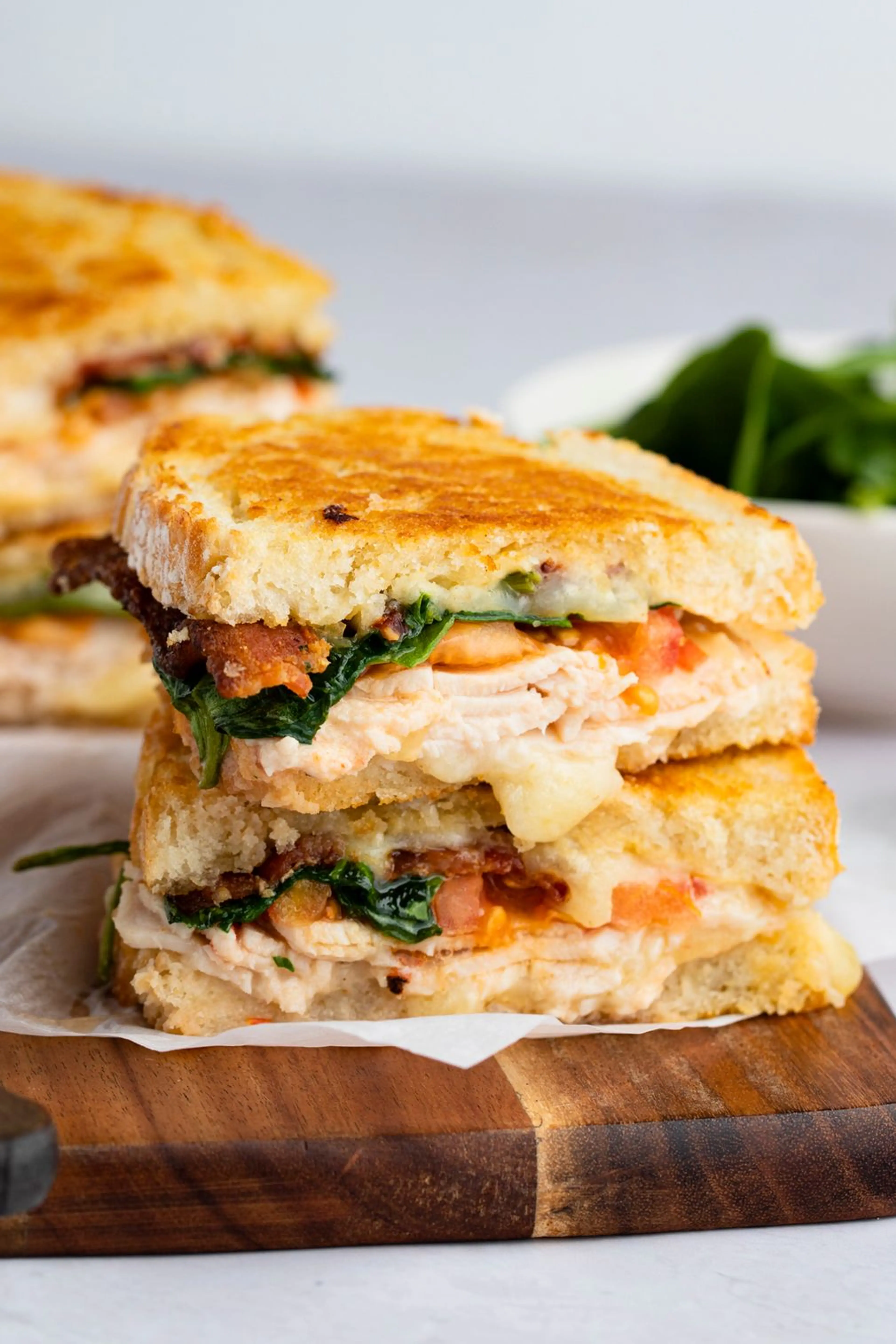 Turkey Melt with Cheddar, Spinach, and Bacon
