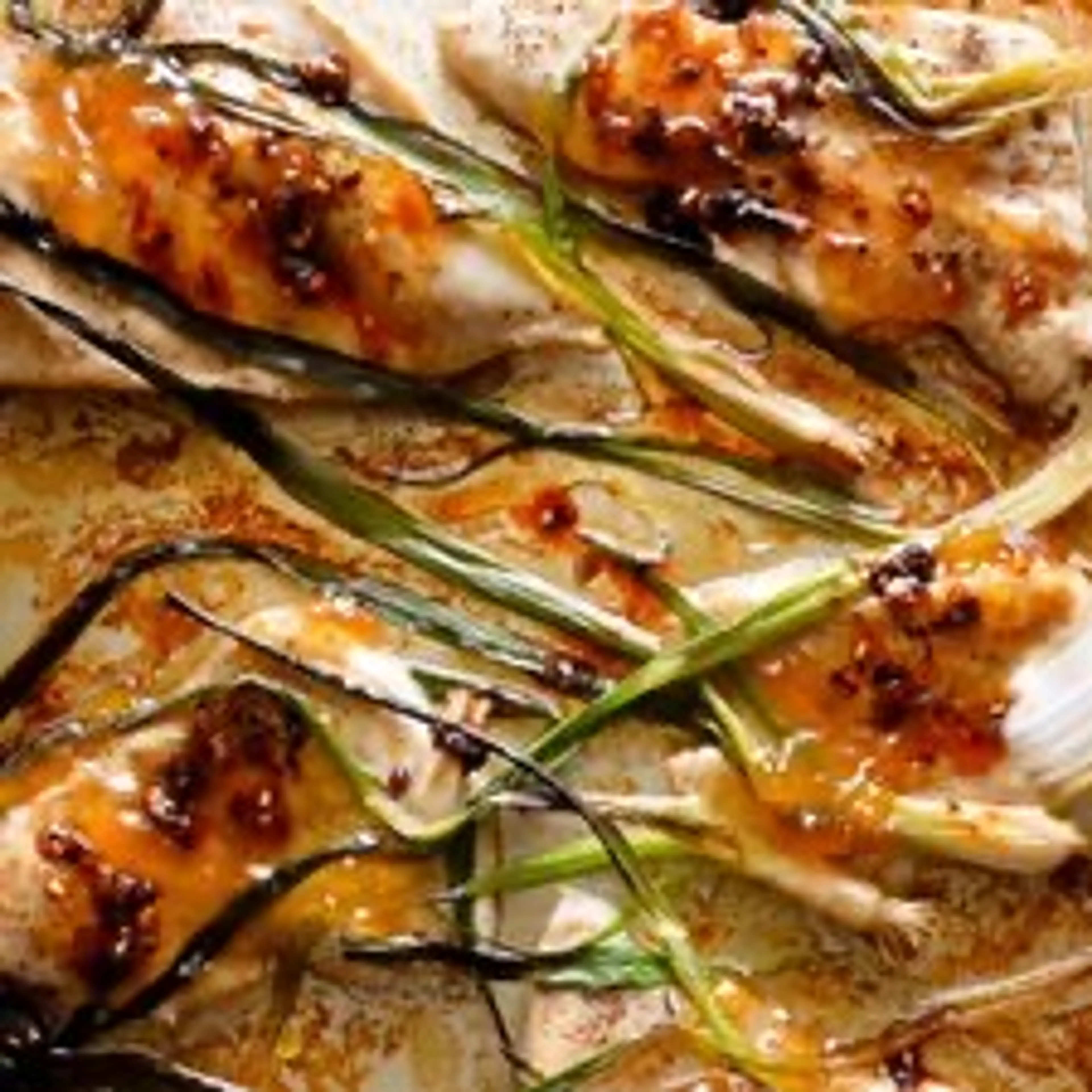 Sesame Apricot Chicken with Charred Scallions