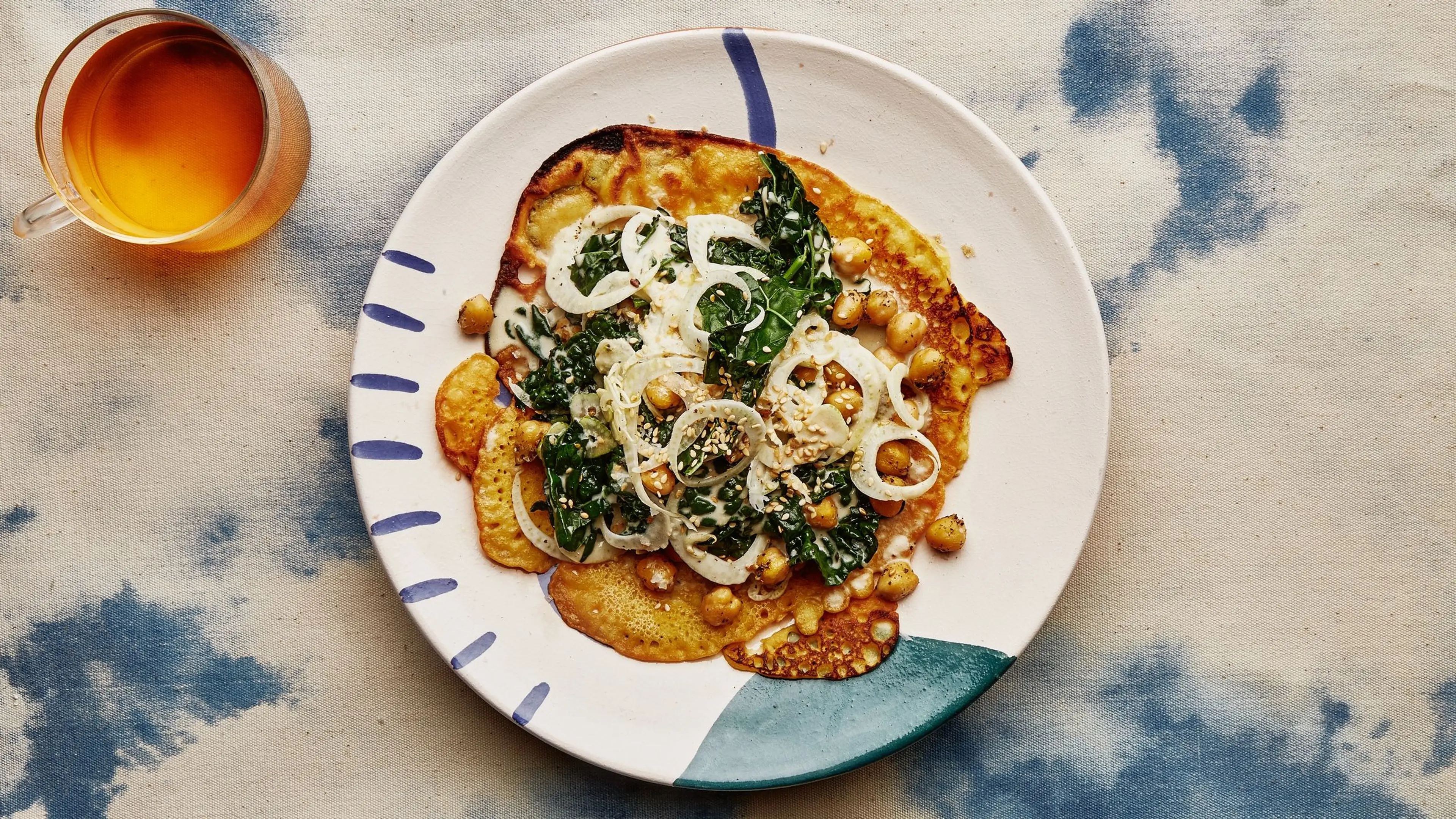 Chickpea Pancakes With Kale and Fennel