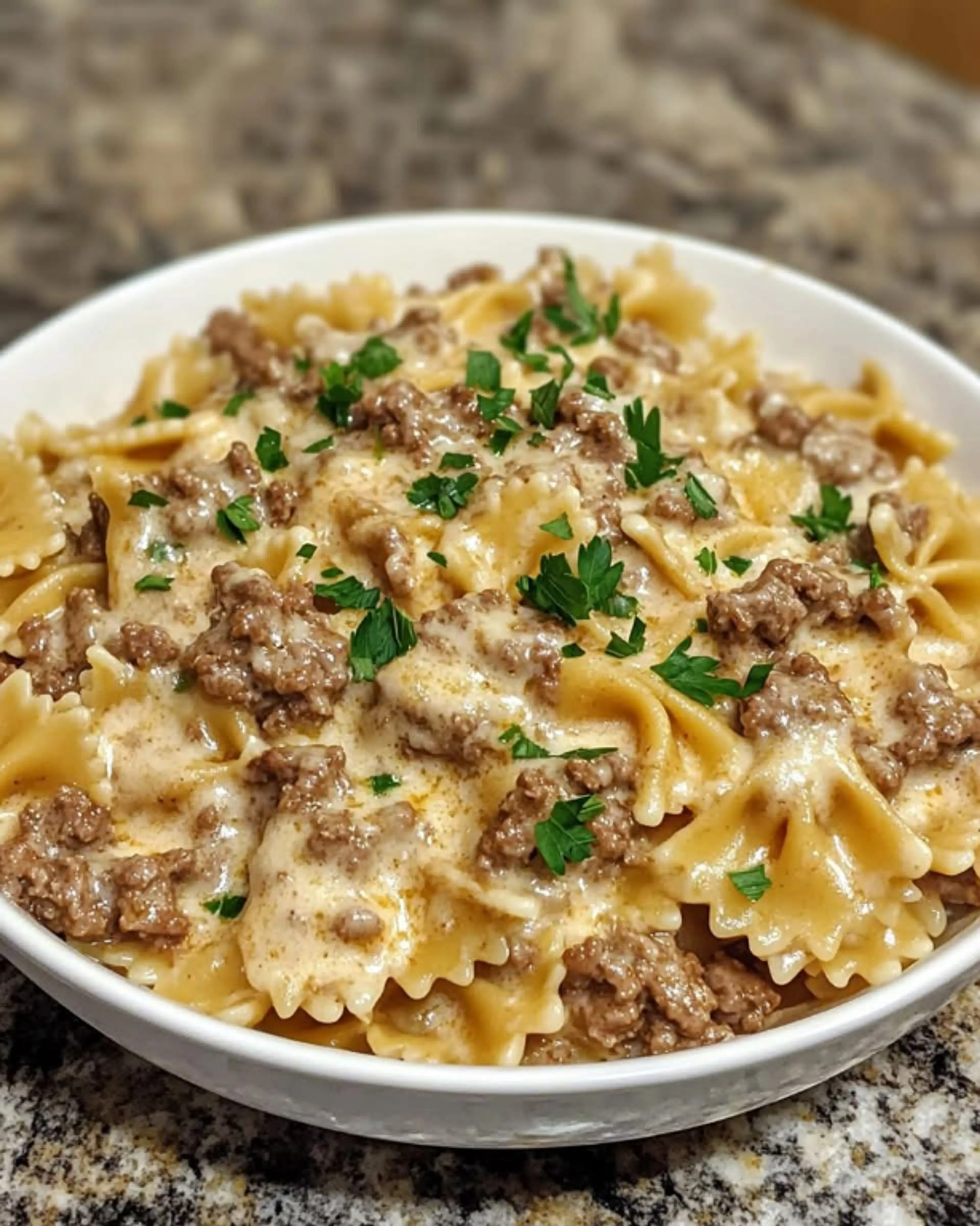 Alfredo, Beef, & Bowtie Pasta