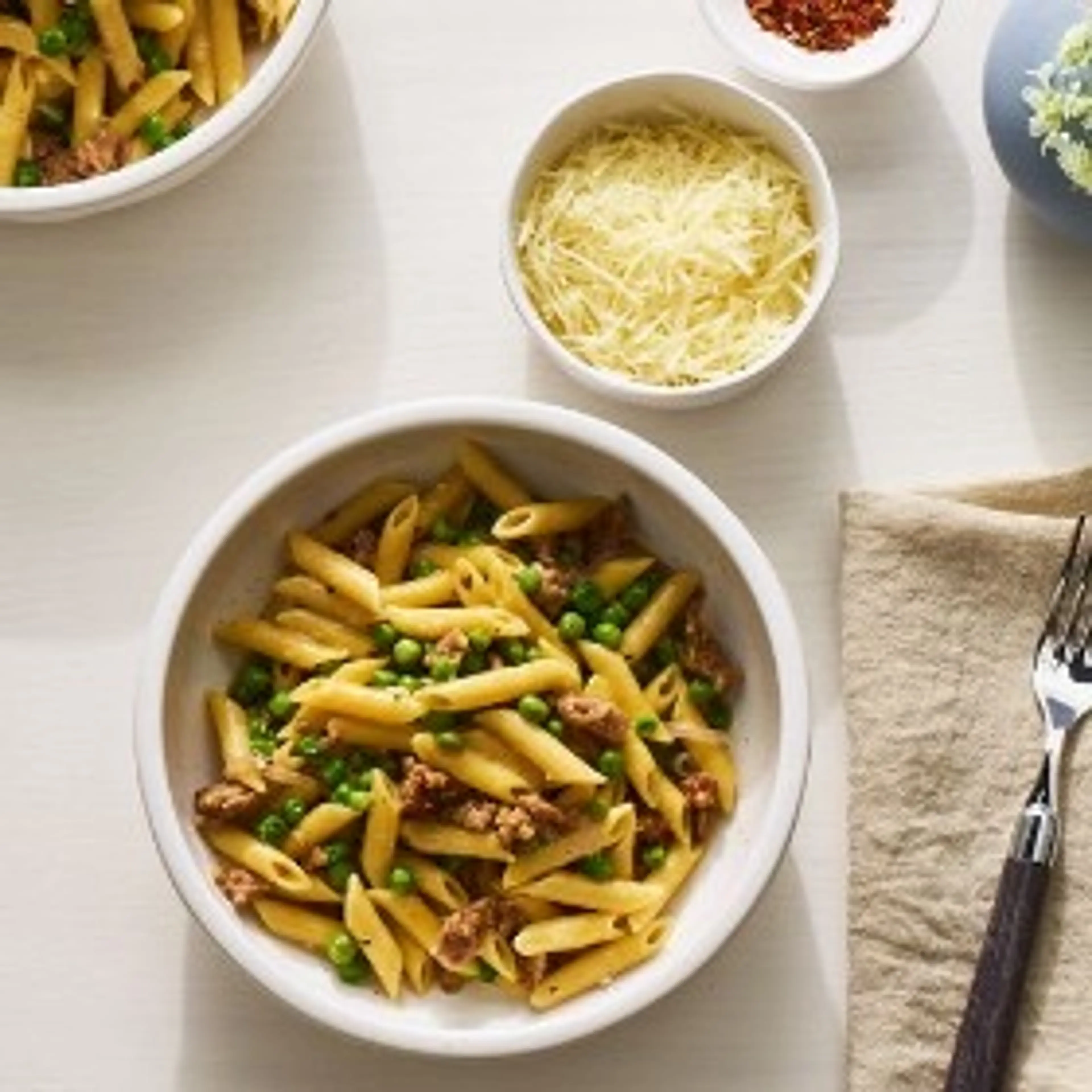 One-Pot Pasta with Sausage & Peas