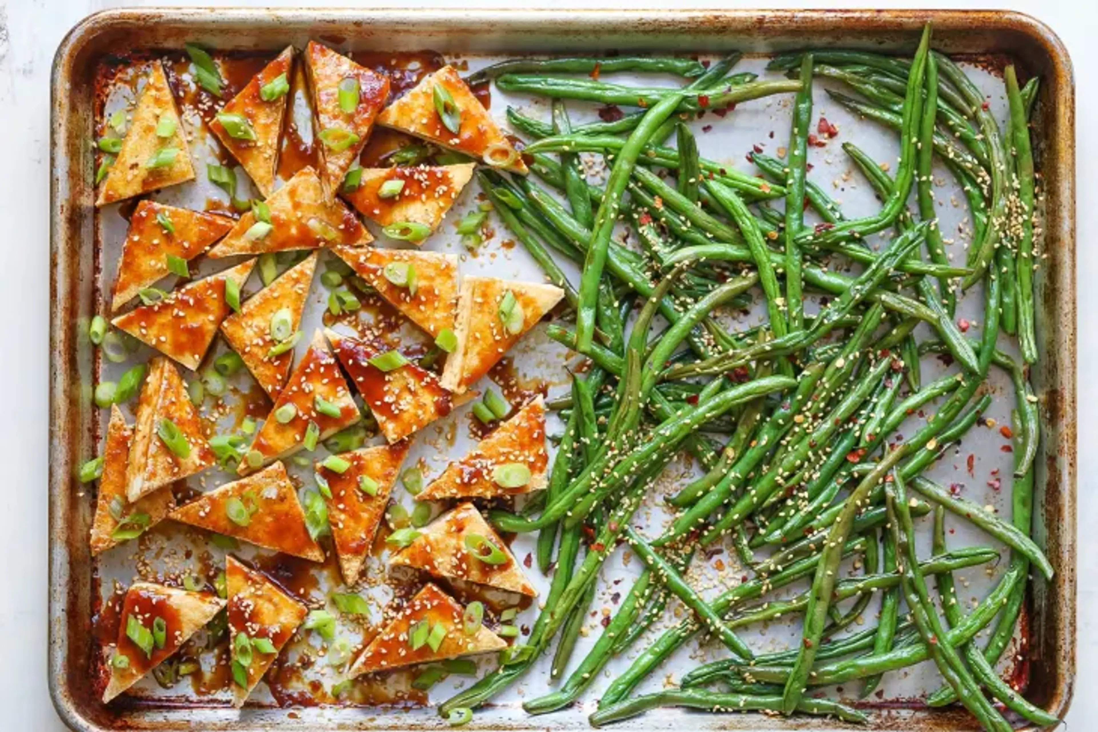 Side Dishes Vegetables Recipe: Sheet Pan Honey-Sesame Tofu